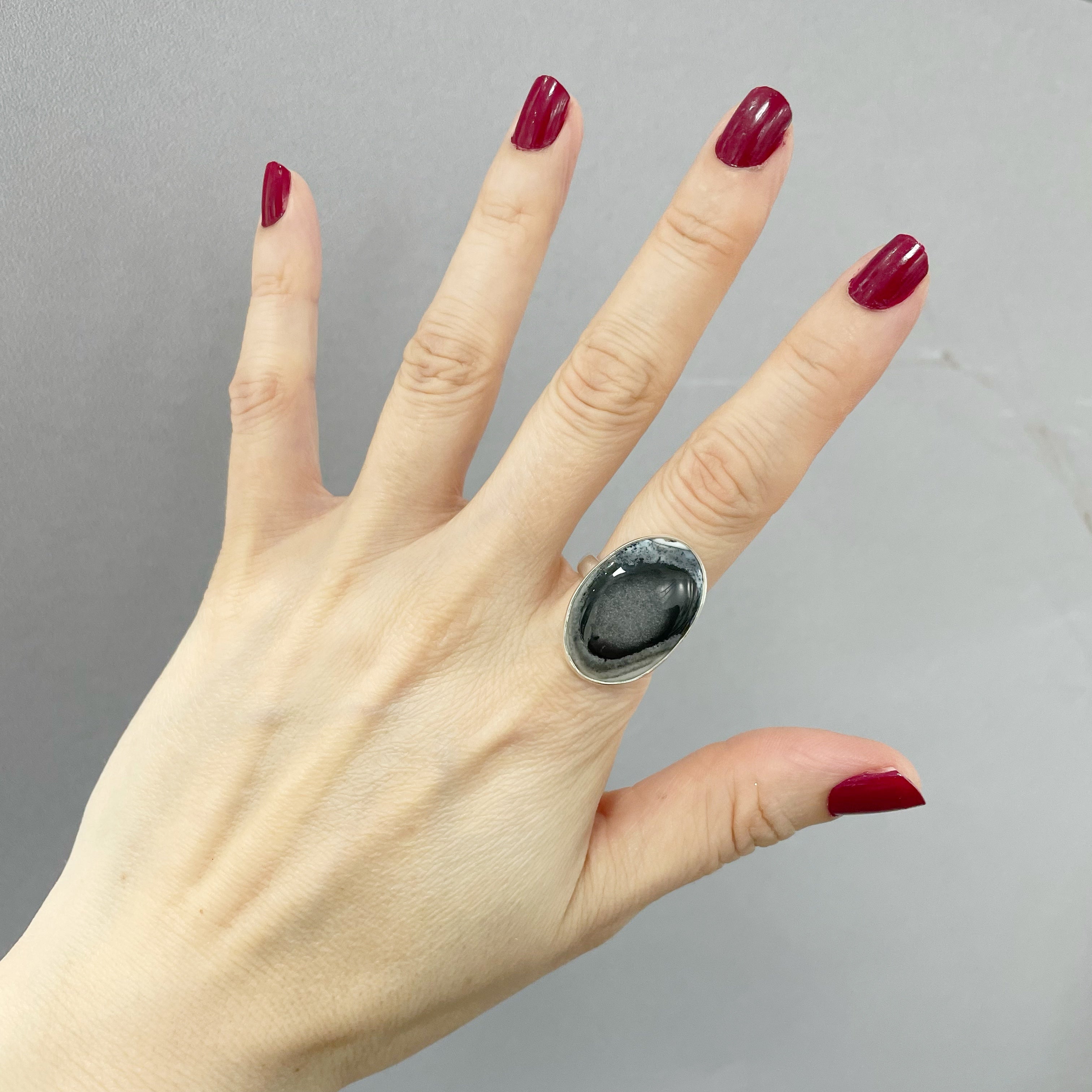 Anello Agata dendritica Ovale - Argento 925