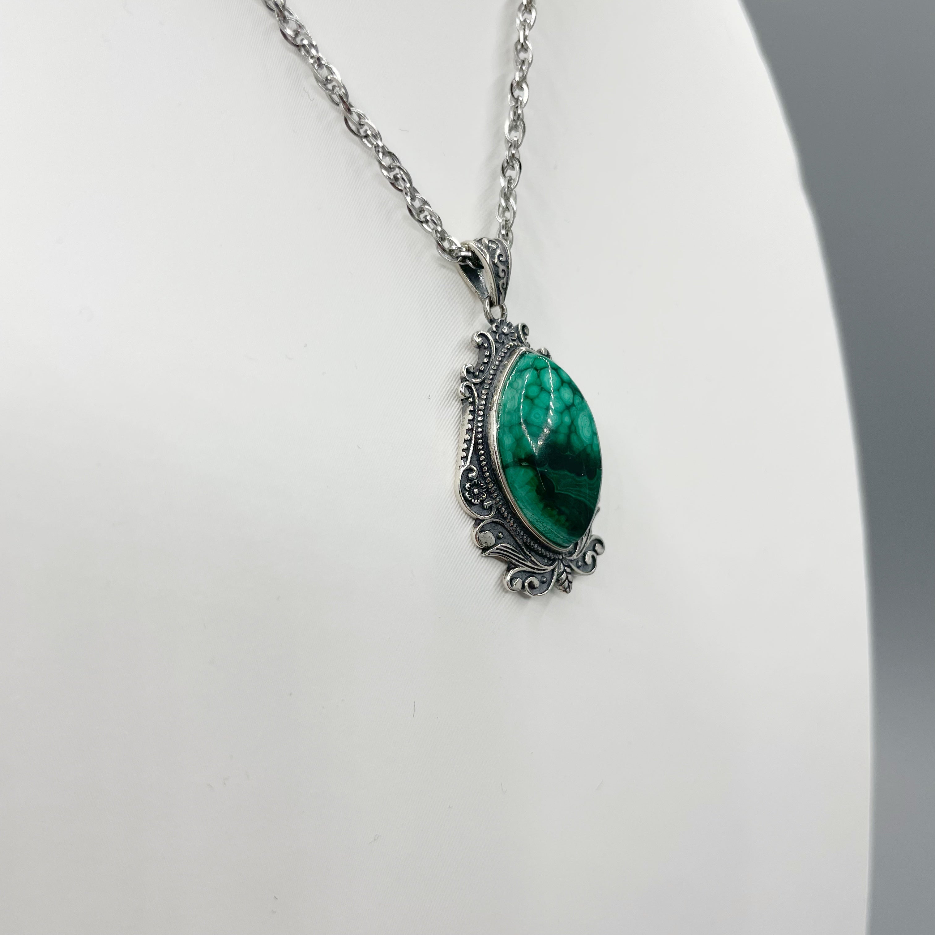 Ciondolo Malachite Vintage - Argento 925