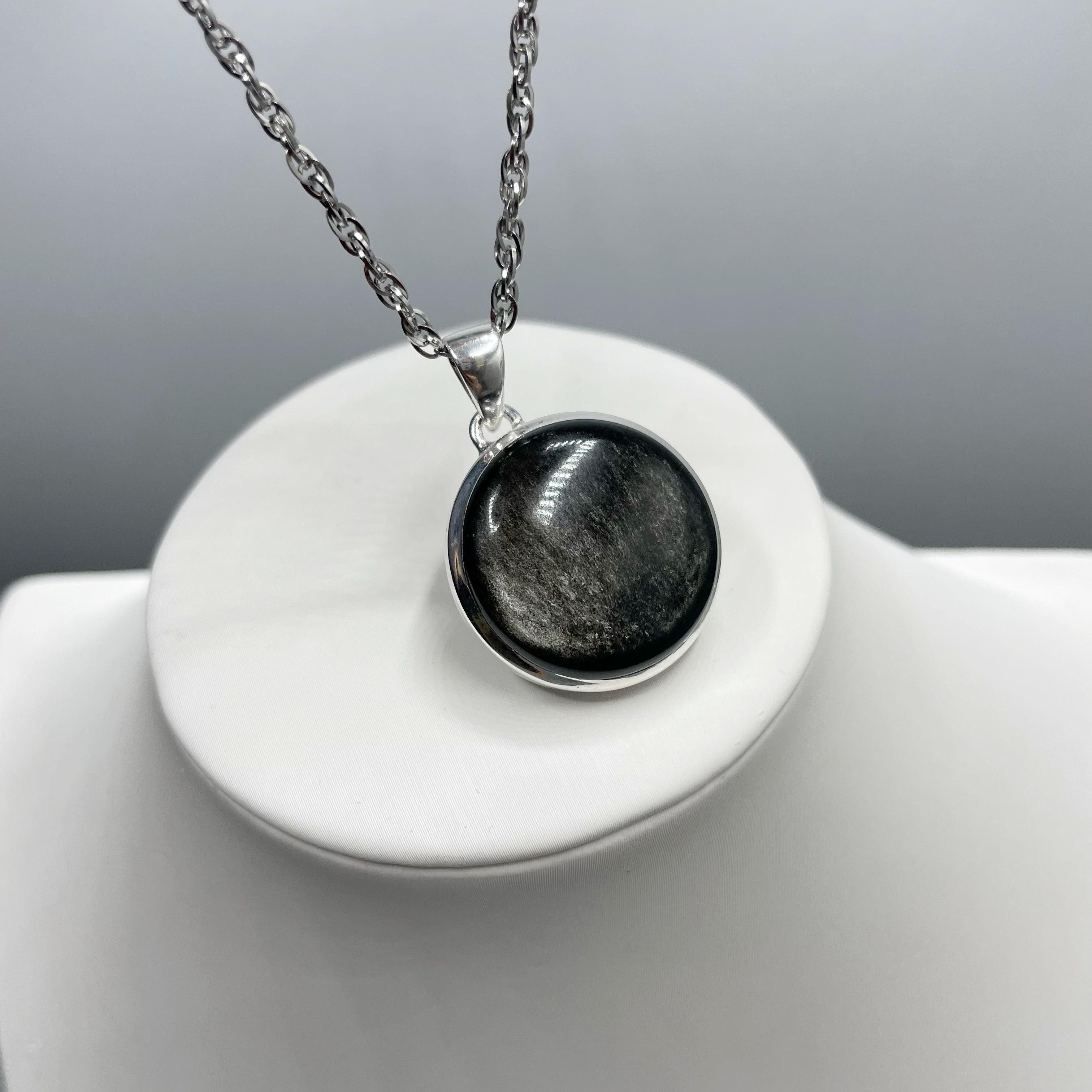 Ciondolo Ossidiana Tondo - Argento 925