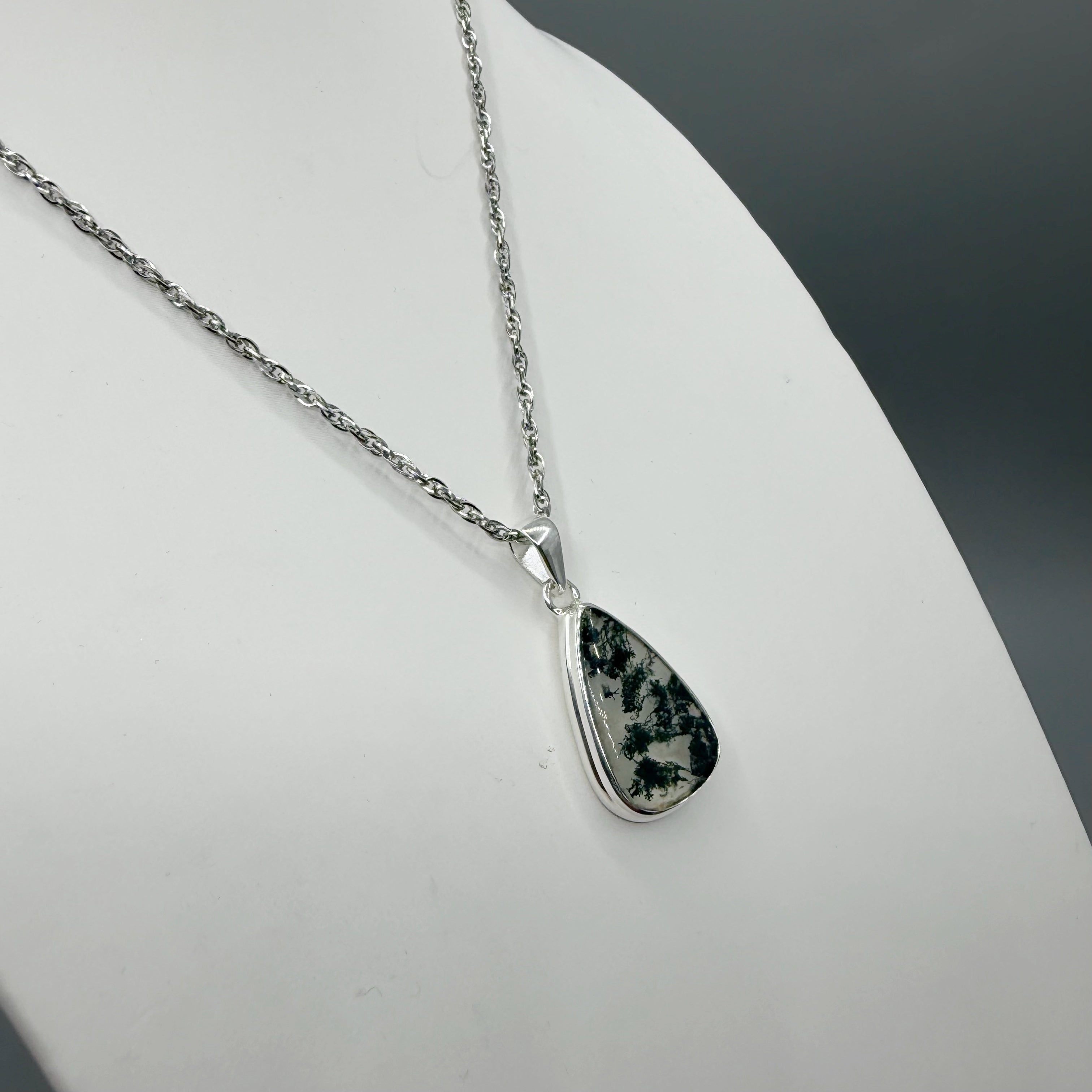 Ciondolo Agata Muschiata Argento 925 - a Goccia