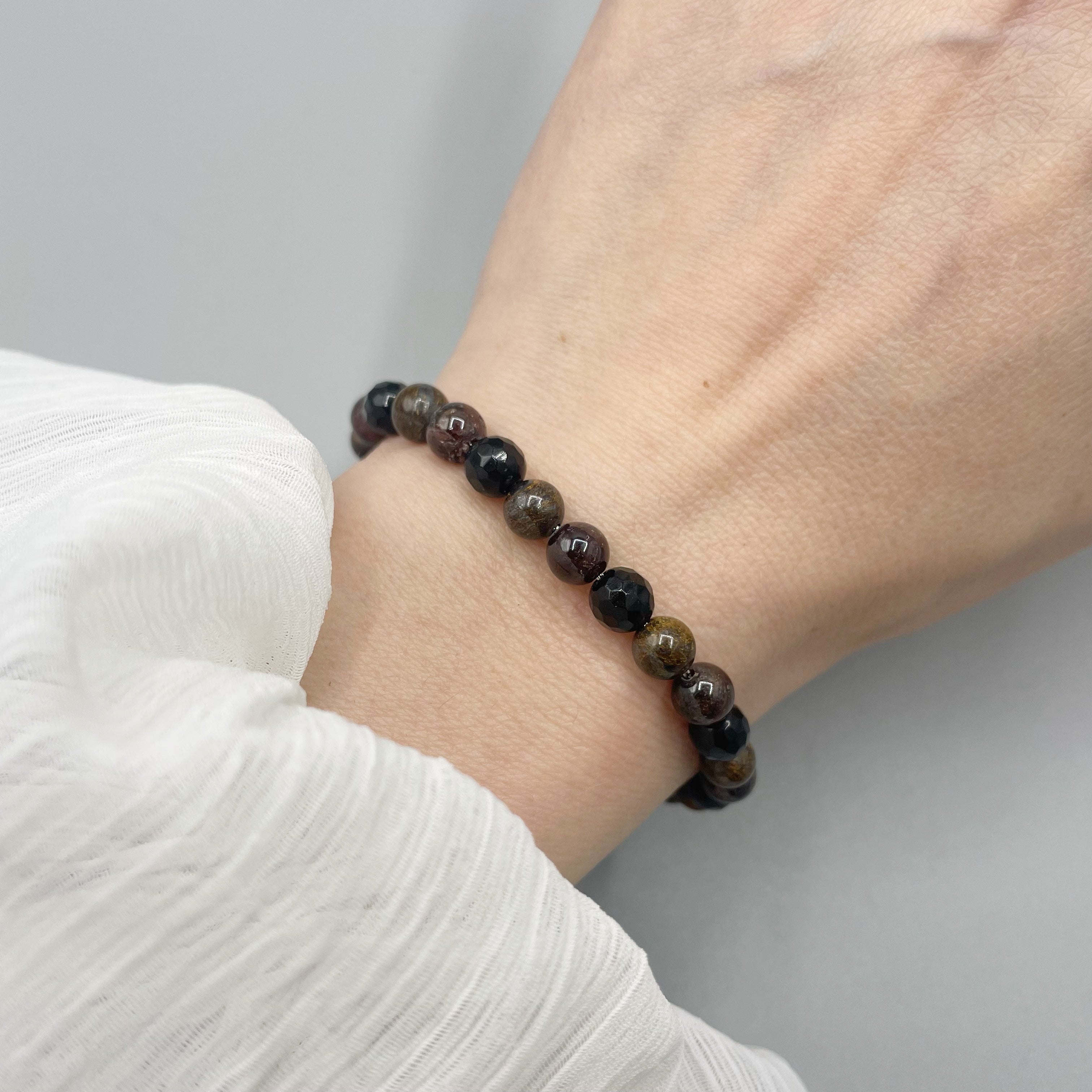 Bracciale Infinite Possibilità - Bronzite, Granato e Ossidiana
