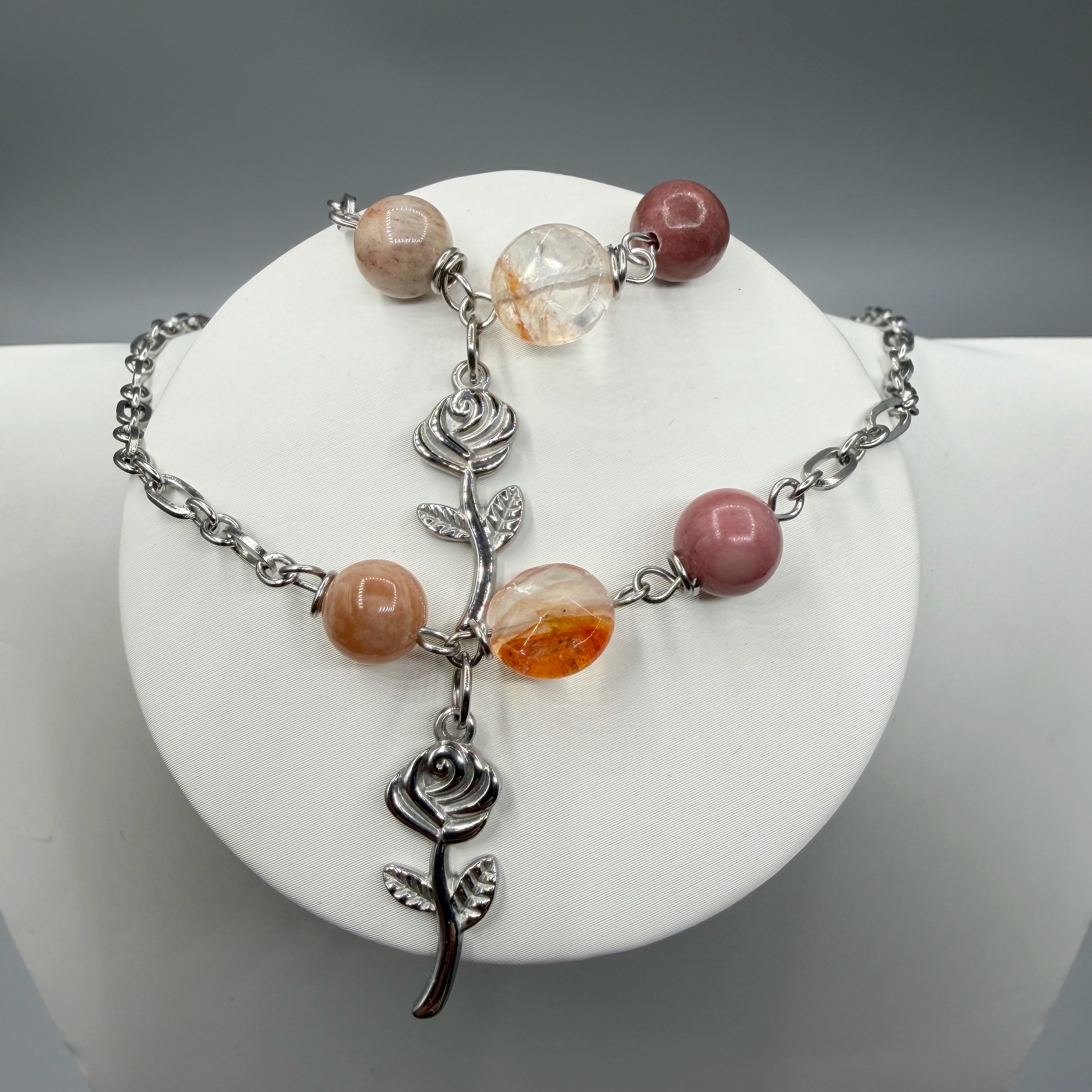 Bracciale Calma e Serenità - Pietra di Luna, Quarzo Ematoide, Rodonite - LIMITED EDITION