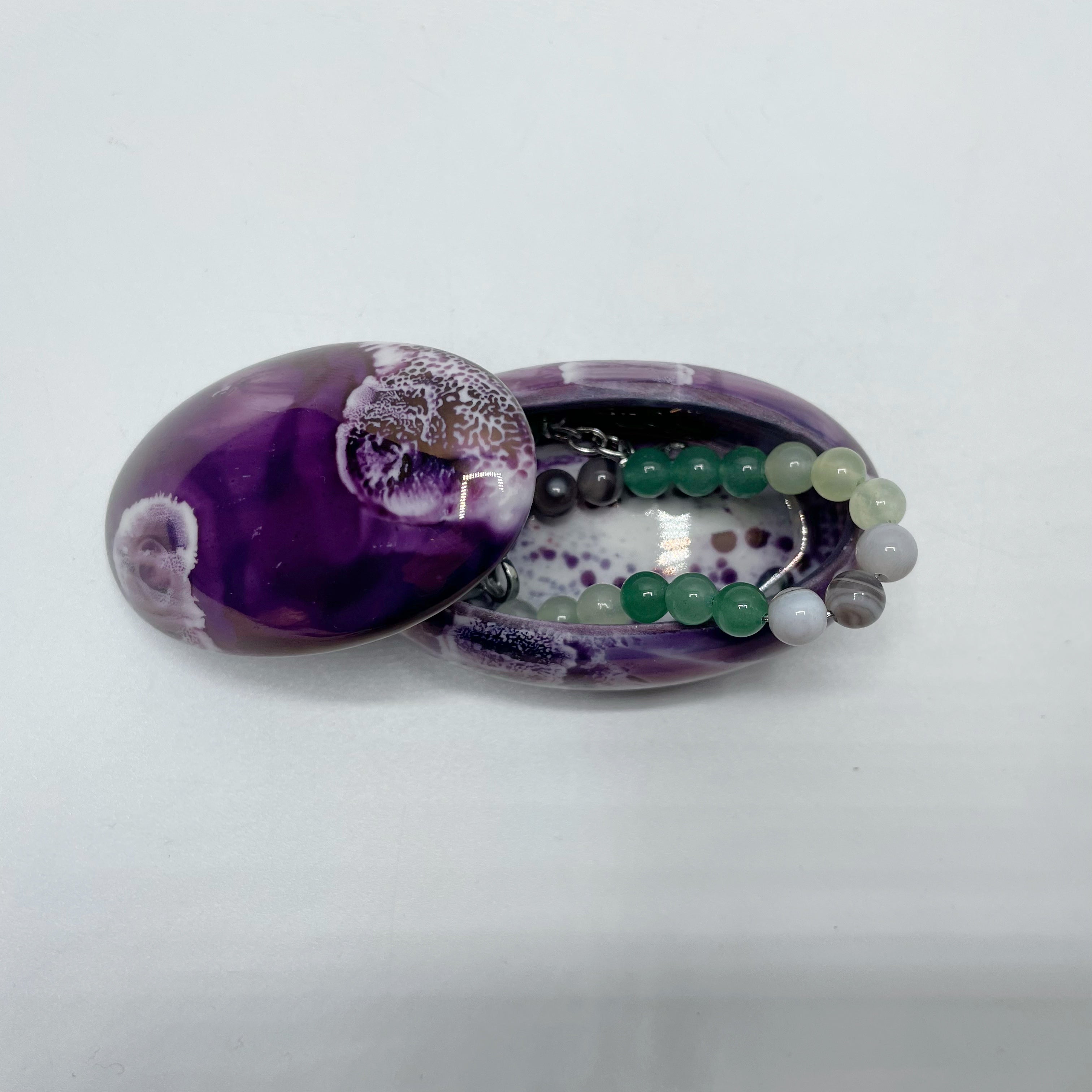 Portagioie Mignon, porcellana dipinta a mano - Viola