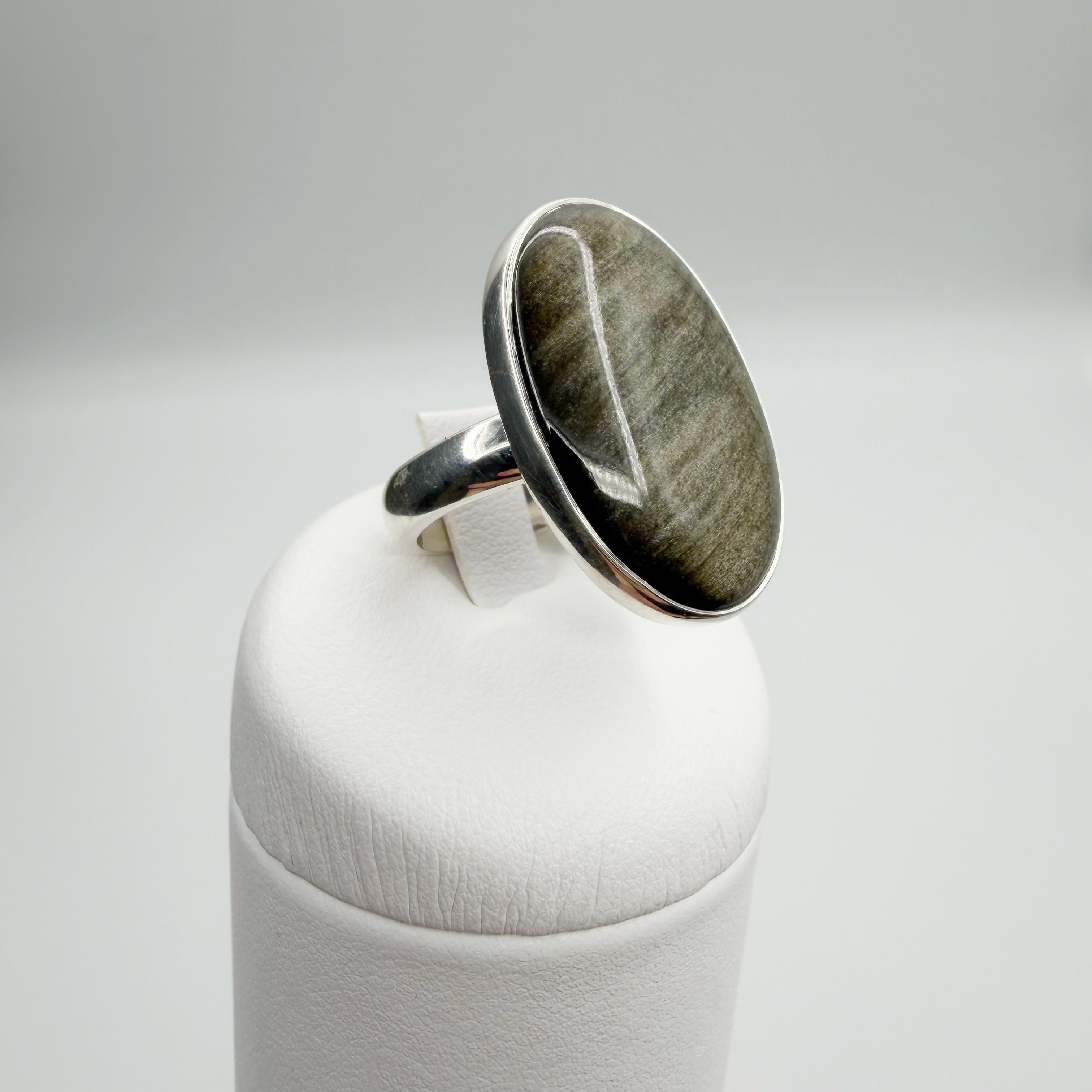 Anello Ossidiana Dorata Ovale - Argento 925