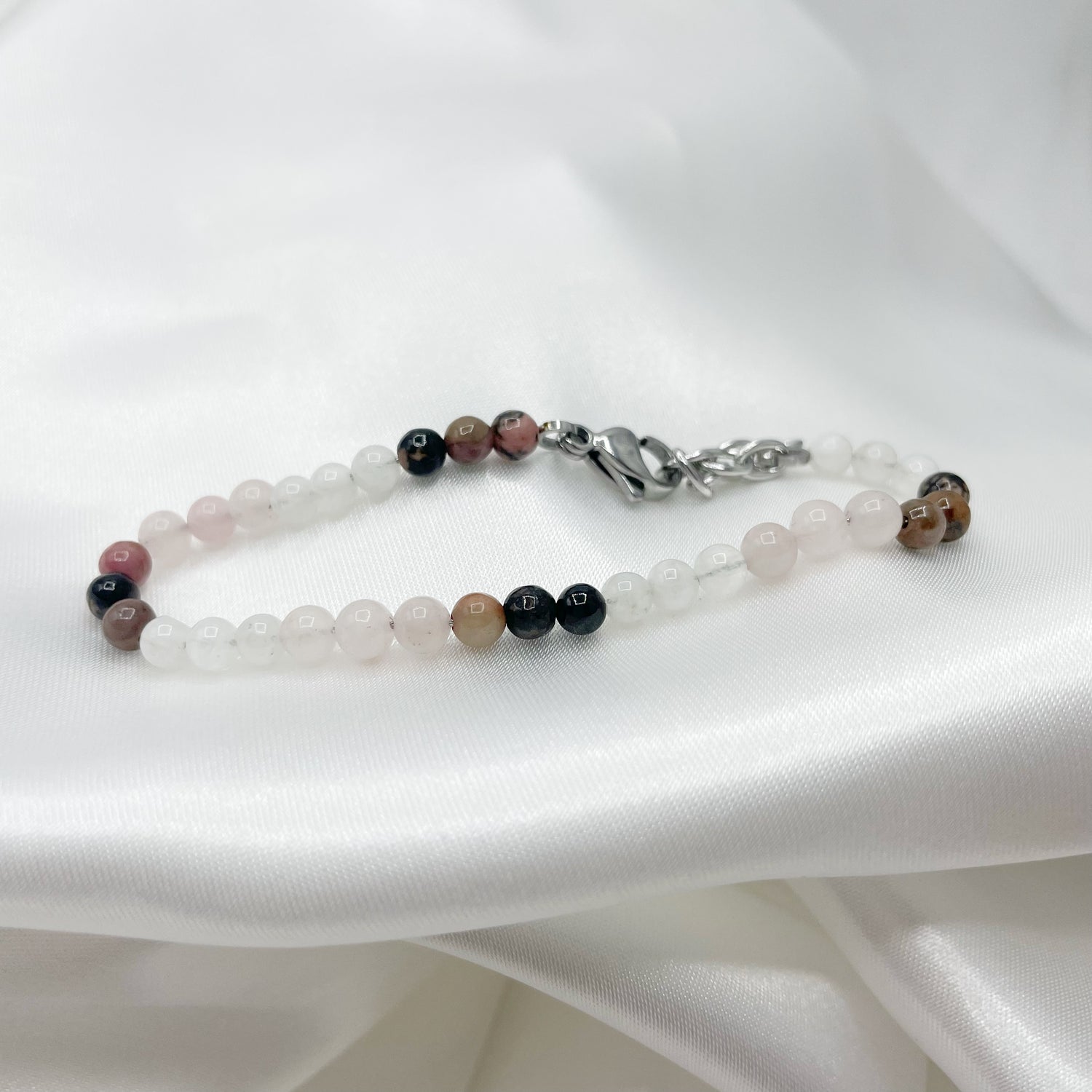 Bracciale Vergine - Quarzo Rosa, Rodonite, Labradorite