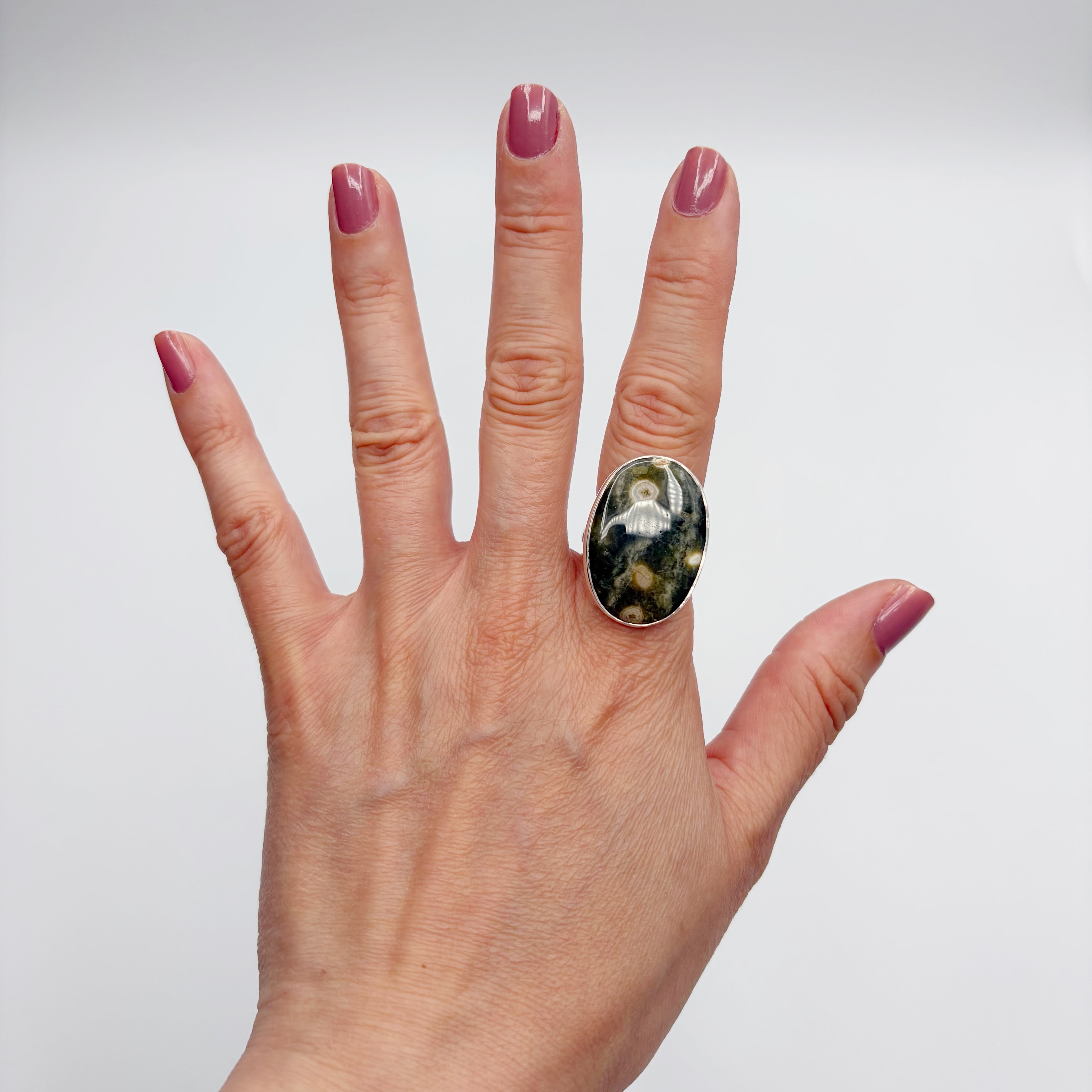 Anello Diaspro Oceano Argento 925 - Ovale