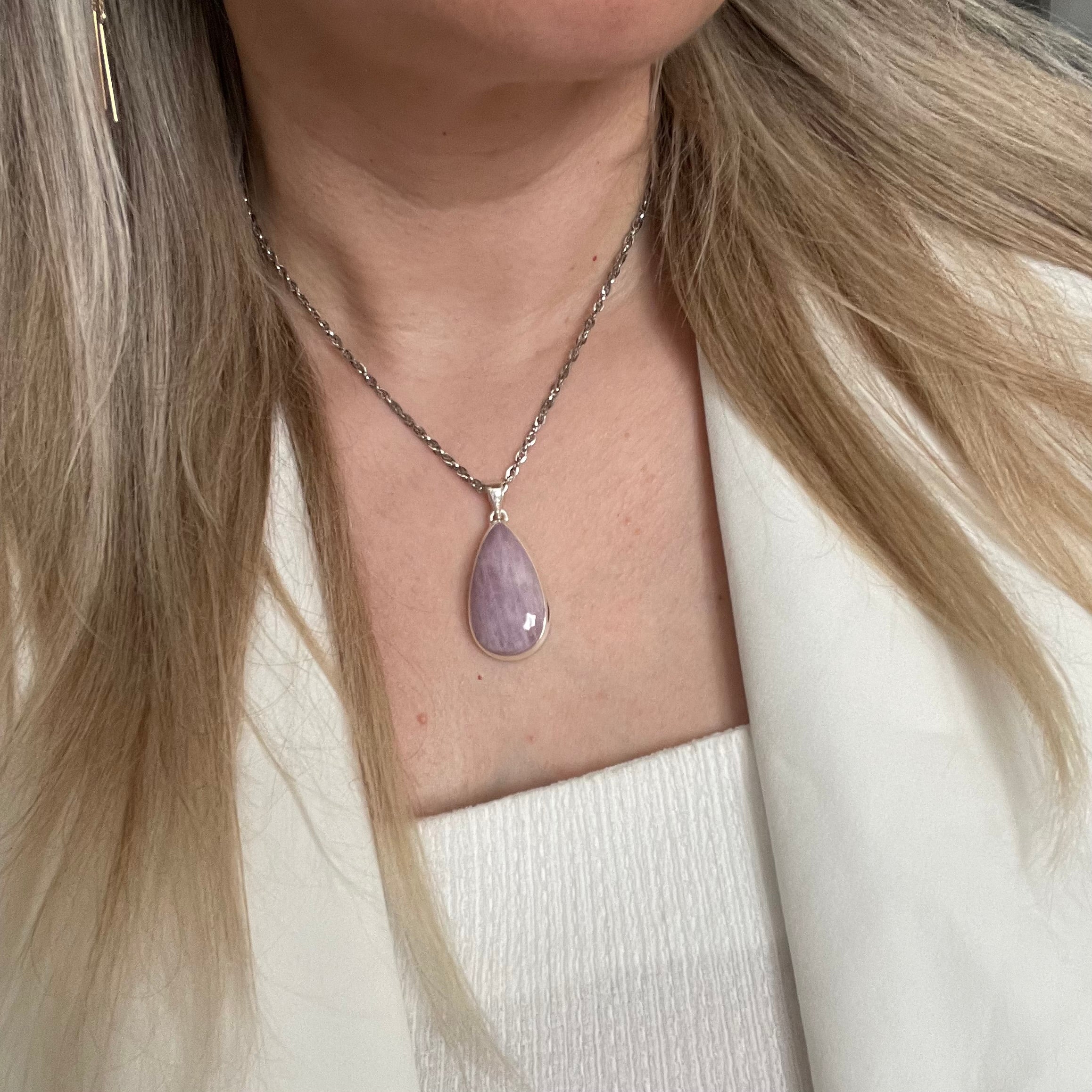 Ciondolo Kunzite a Goccia - Argento 925