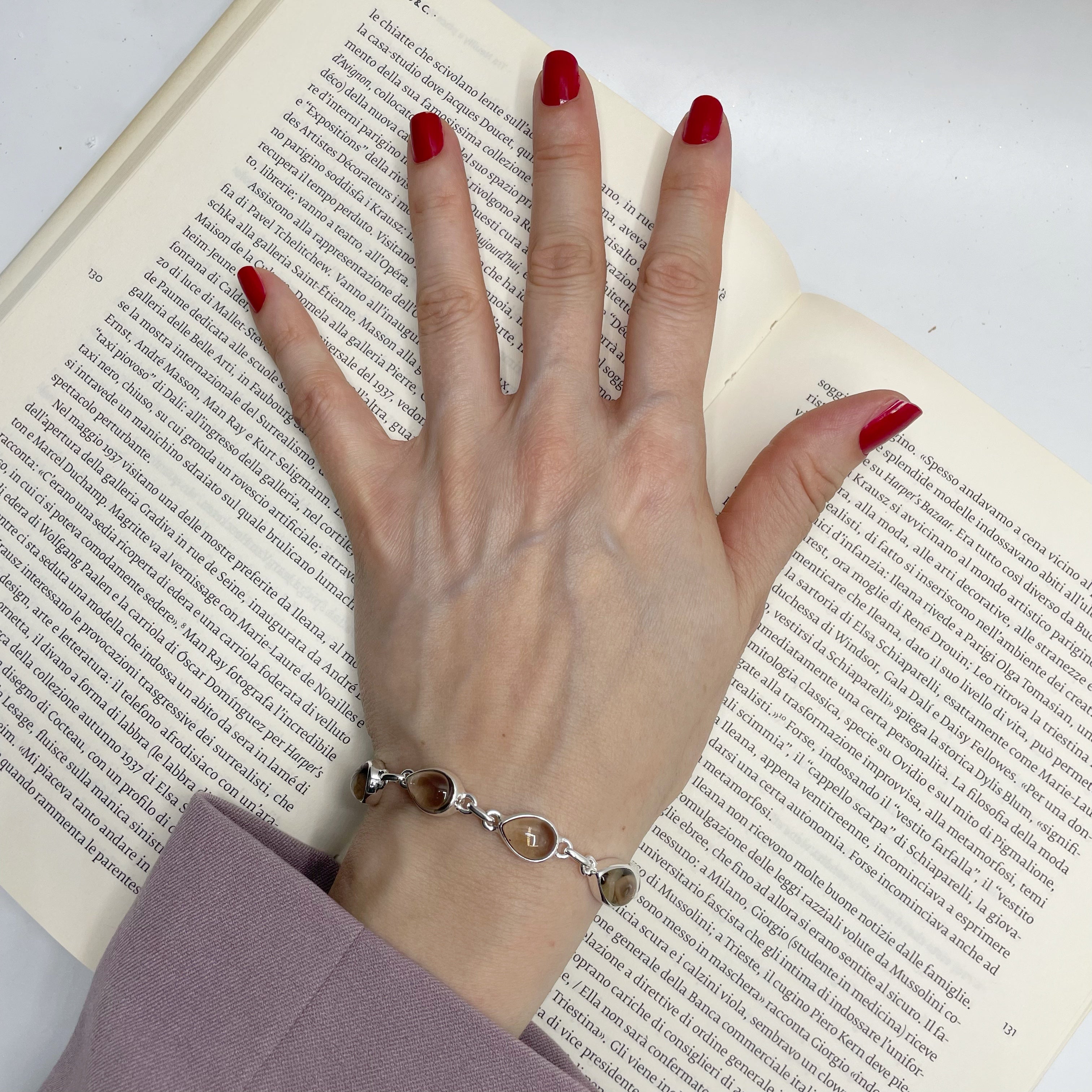 Bracciale Quarzo Fumè a Goccia- Argento 925
