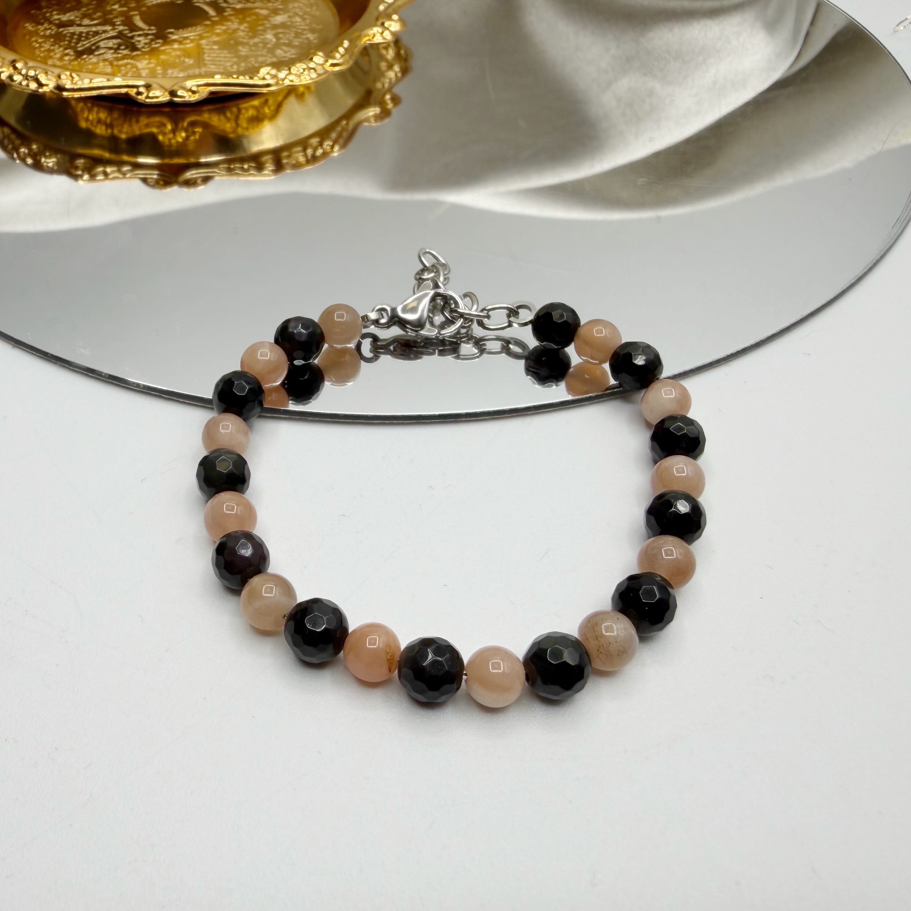 Bracciale "Chiudi col Passato" - Ossidiana e Pietra di Luna - LIMITED EDITION