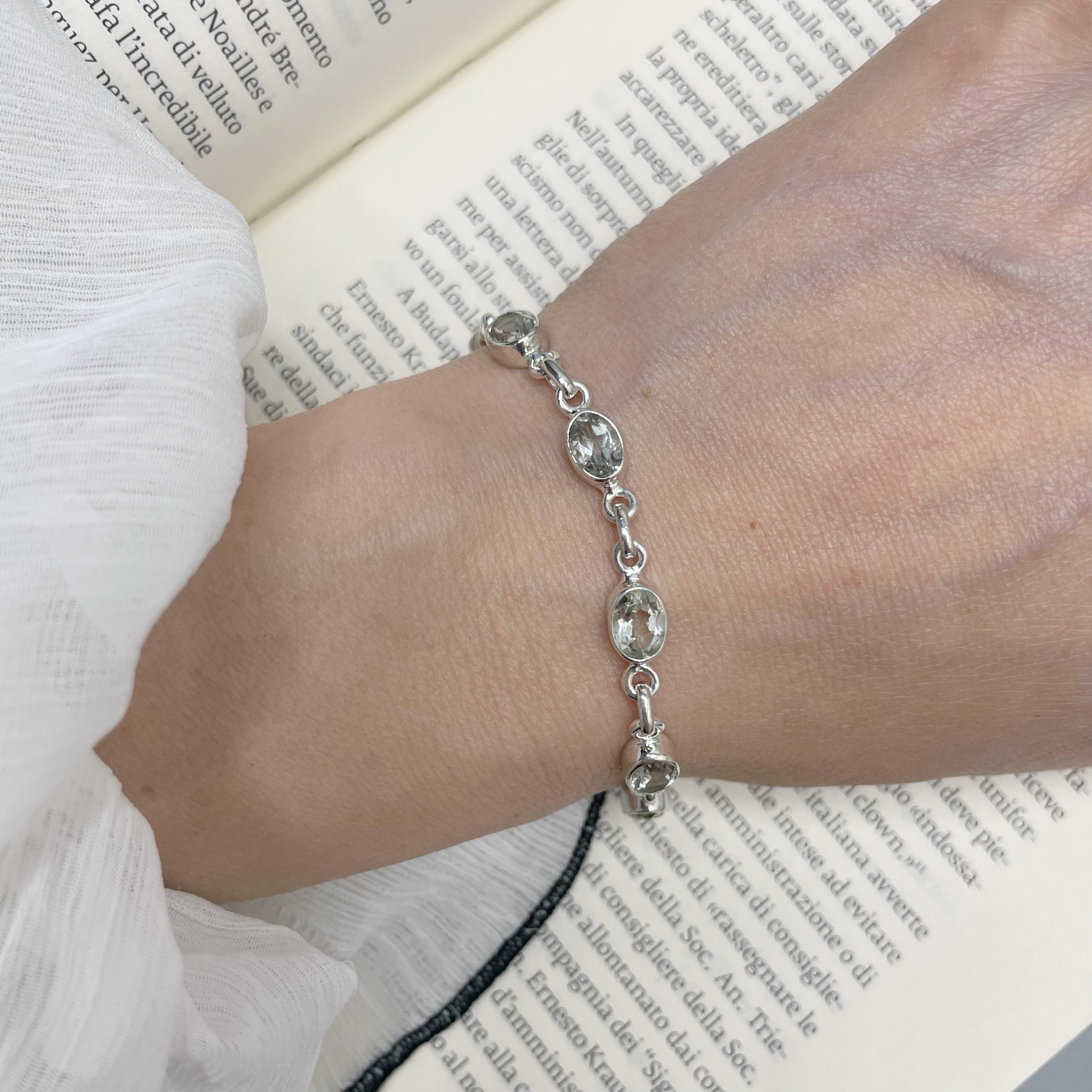 Bracciale Ametista Verde e Argento 925