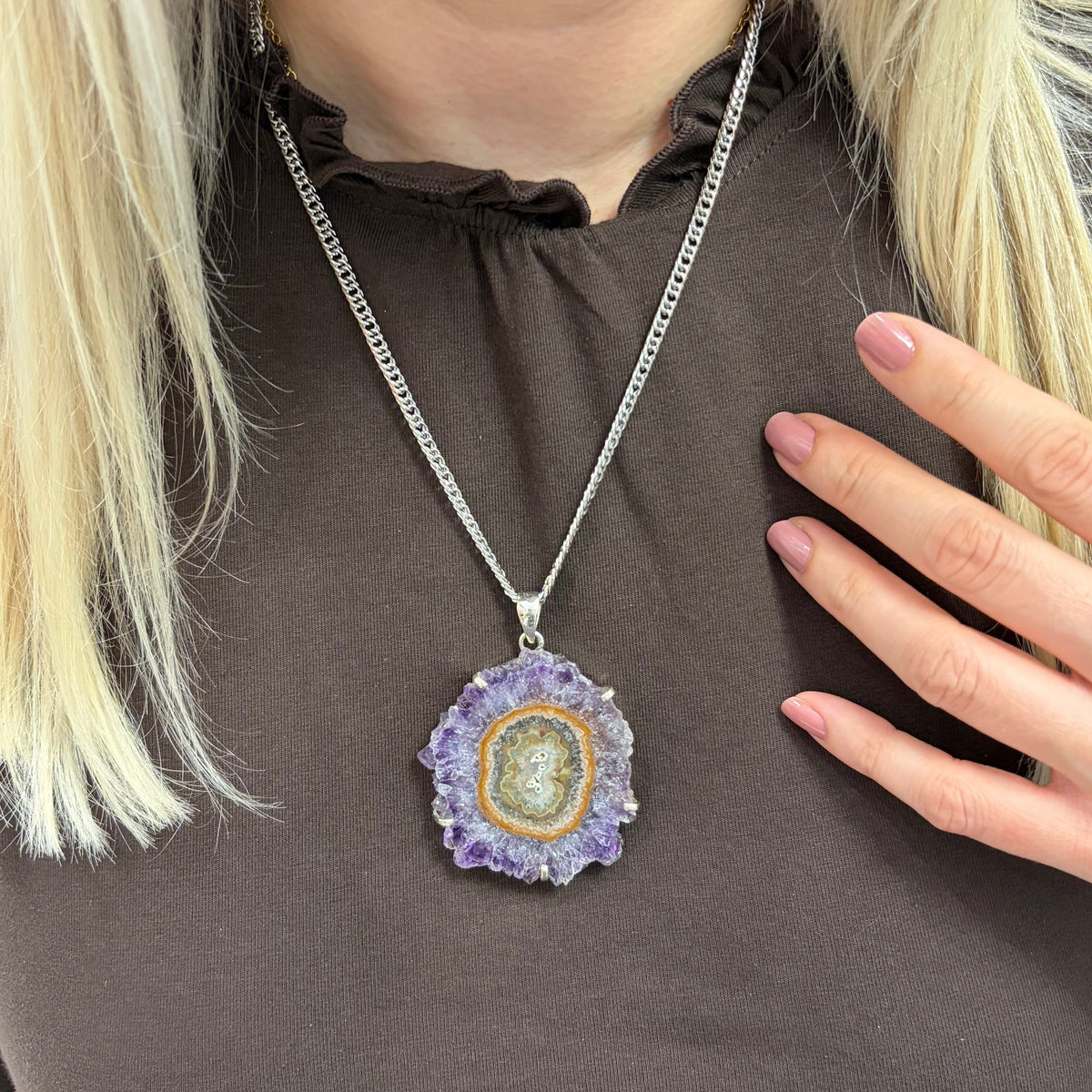 Ciondolo Fiore di Ametista - Argento 925 - Gande