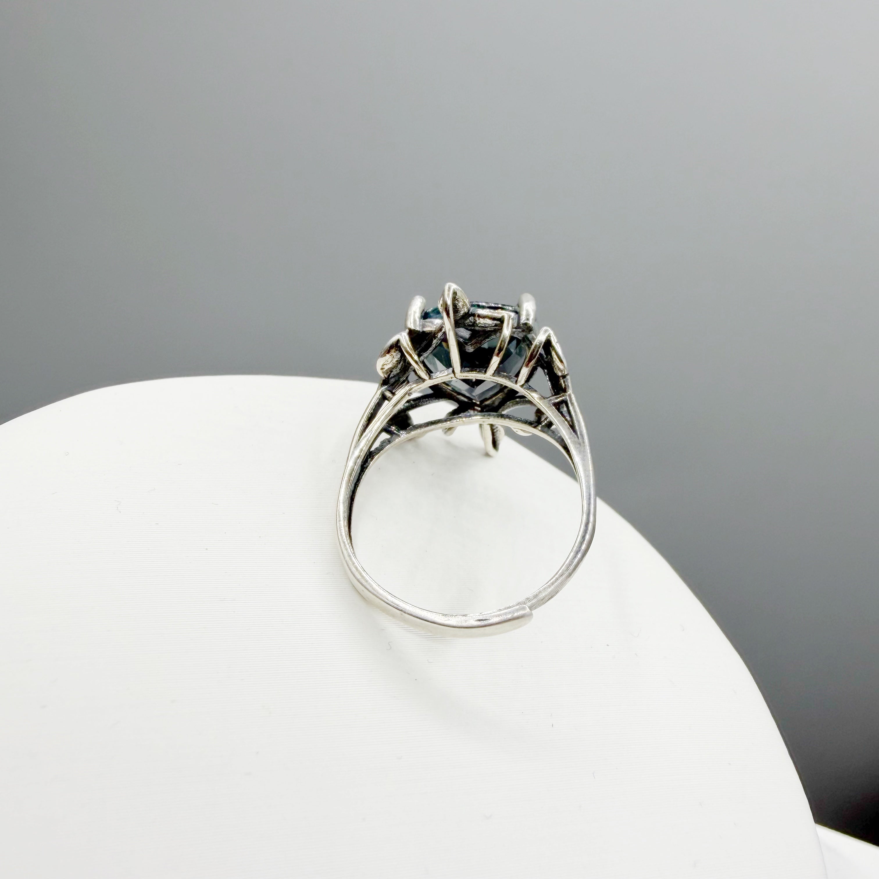 Anello Fluorite Cuore Foglioline - Argento 925