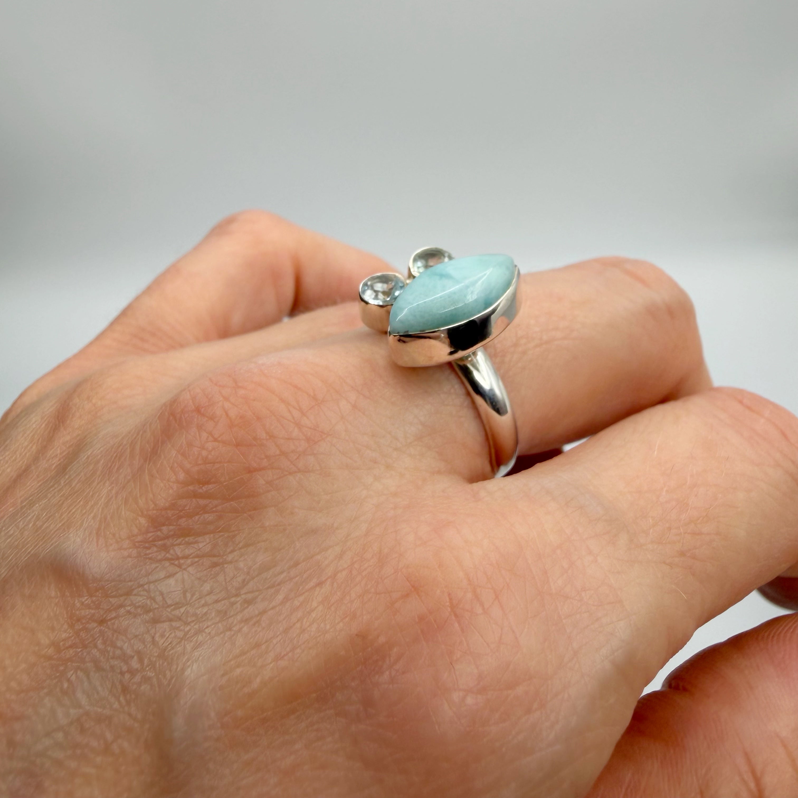 Anello Larimar e Topazio - Argento 925