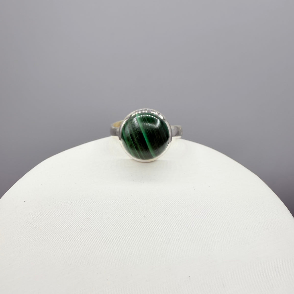 Anello tondo Malachite | Argento 925