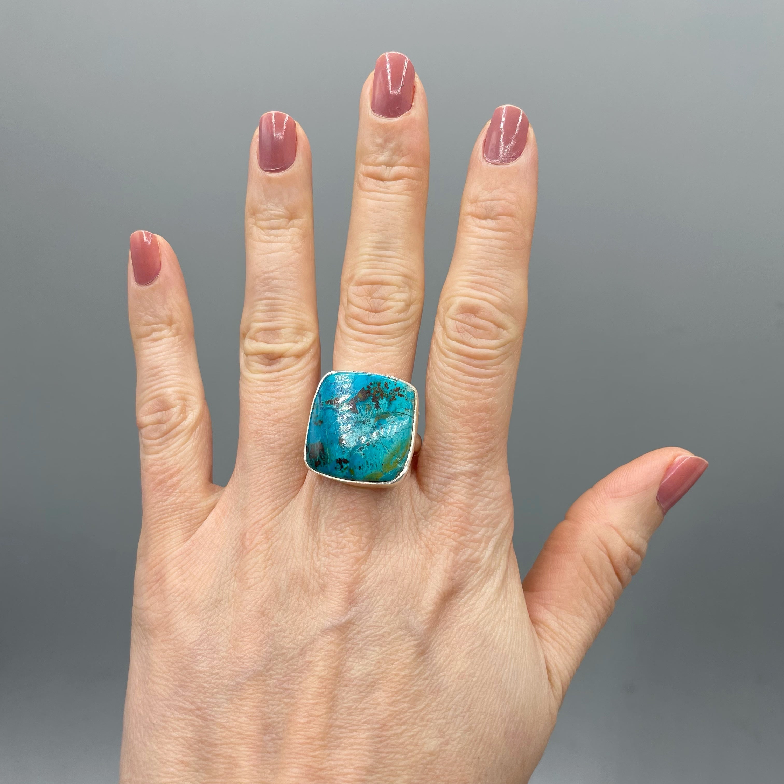 Anello Shattuckite e Argento 925 - Quadrato