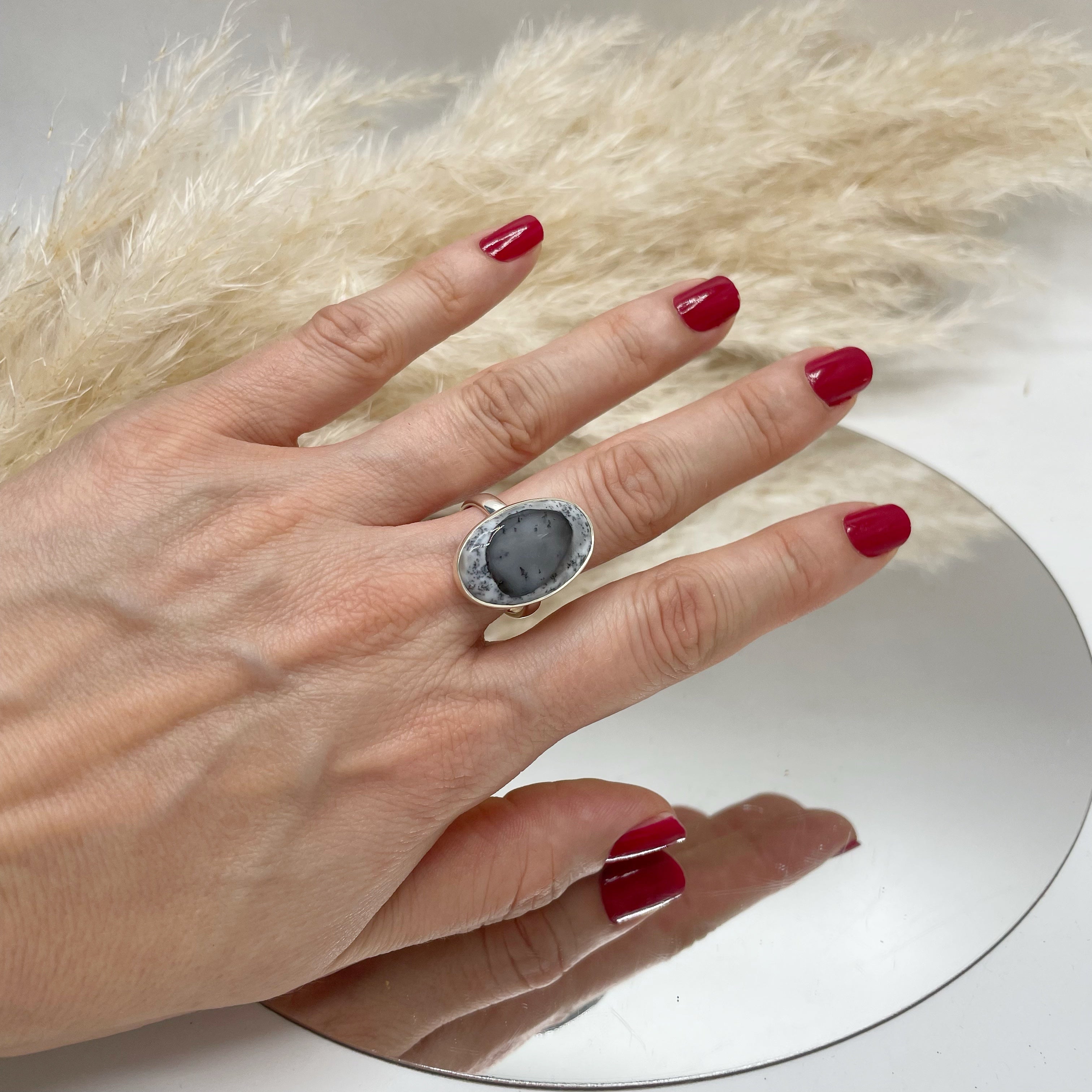 Anello Agata dendritica Ovale - Argento 925