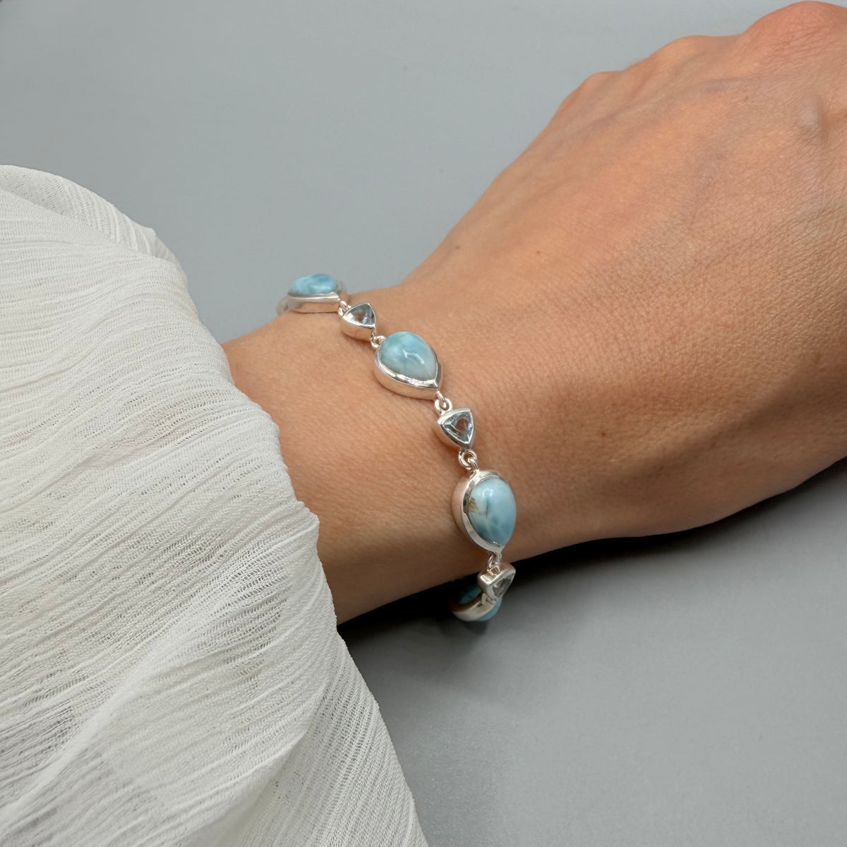 Bracciale Larimar e Topazio | Argento 925