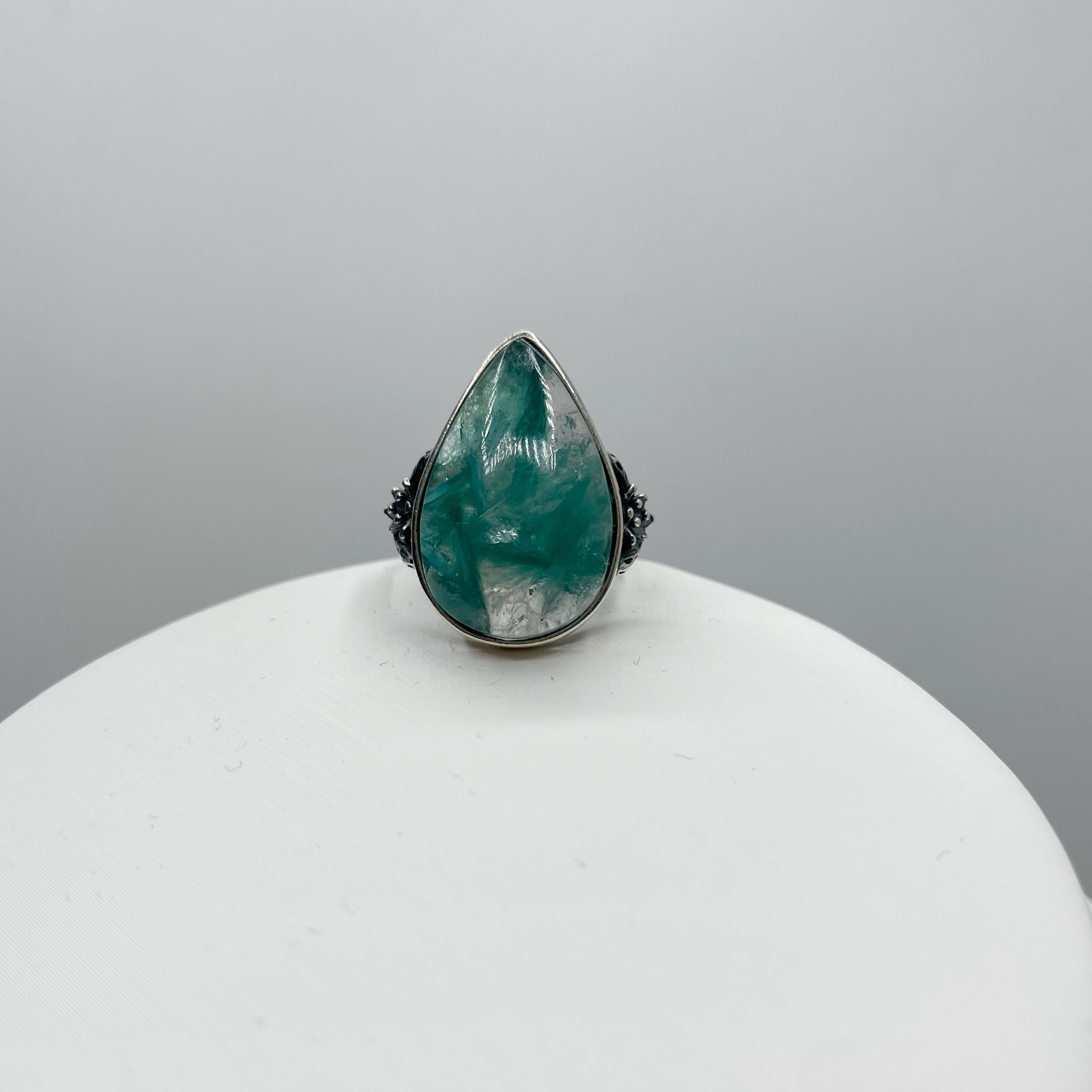 Anello Lepidolite Verde a Goccia - Argento 925