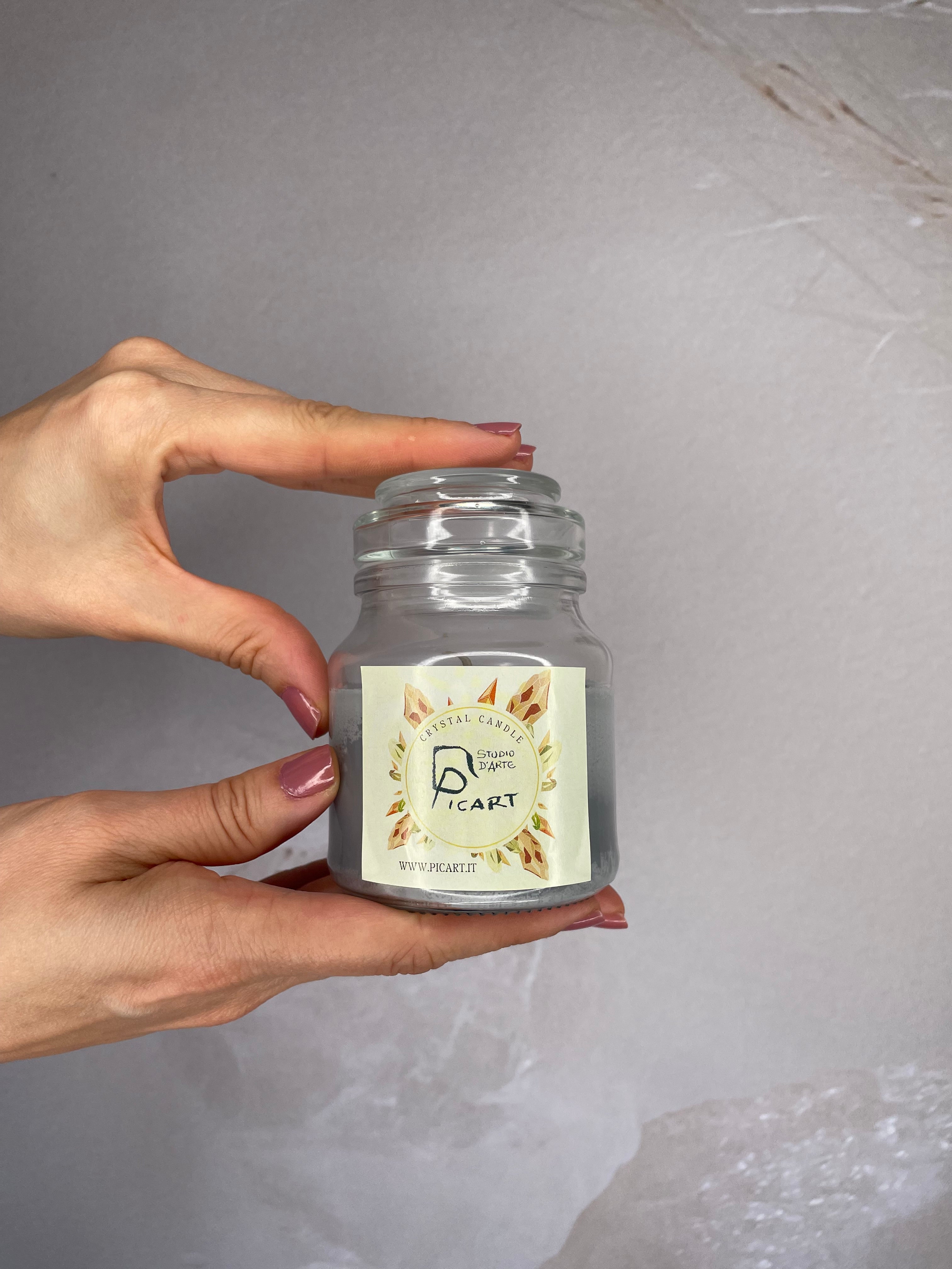 Candela con Cristalli PROTEZIONE - Oud Amber piccola