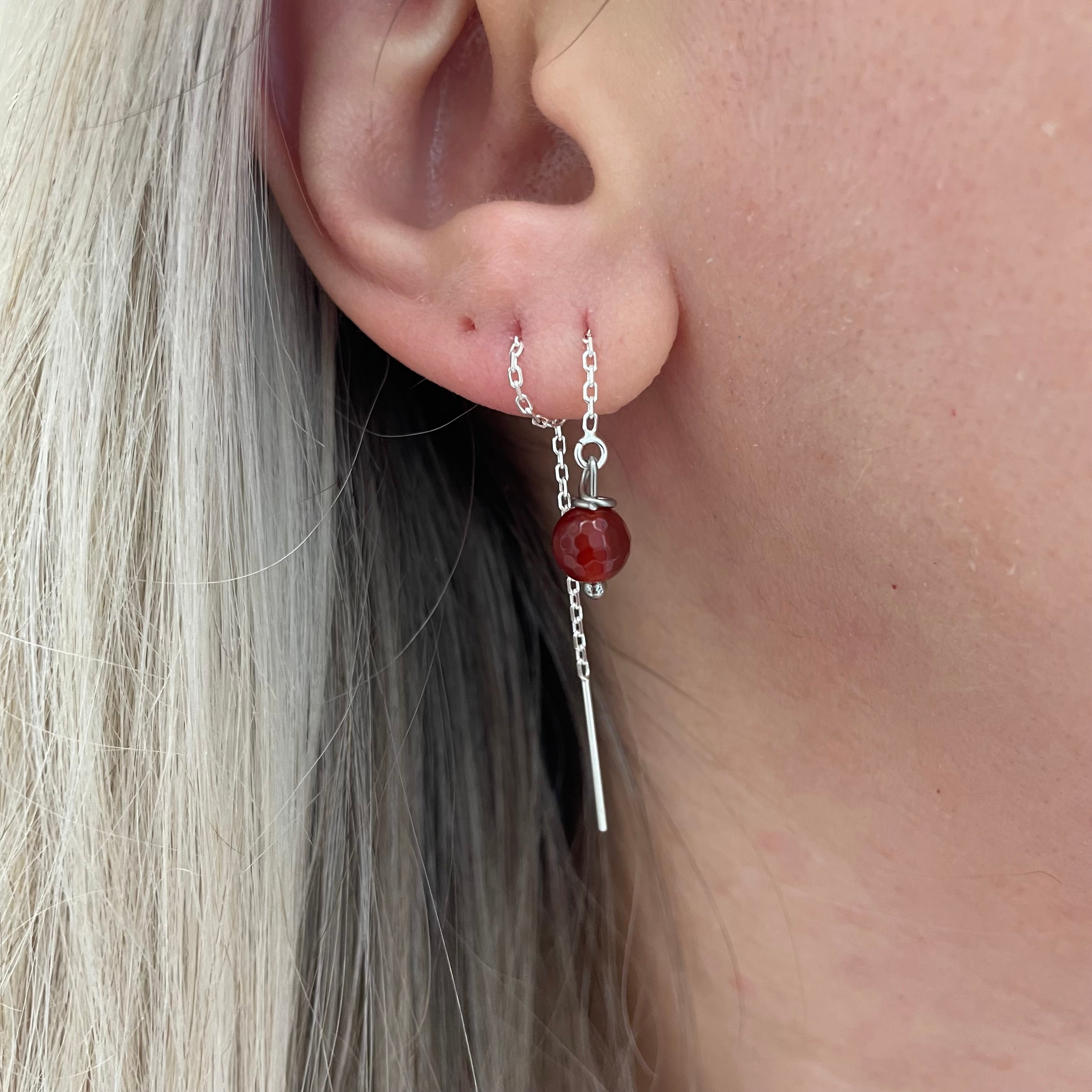 Orecchini Saliscendi Corniola e Argento 925