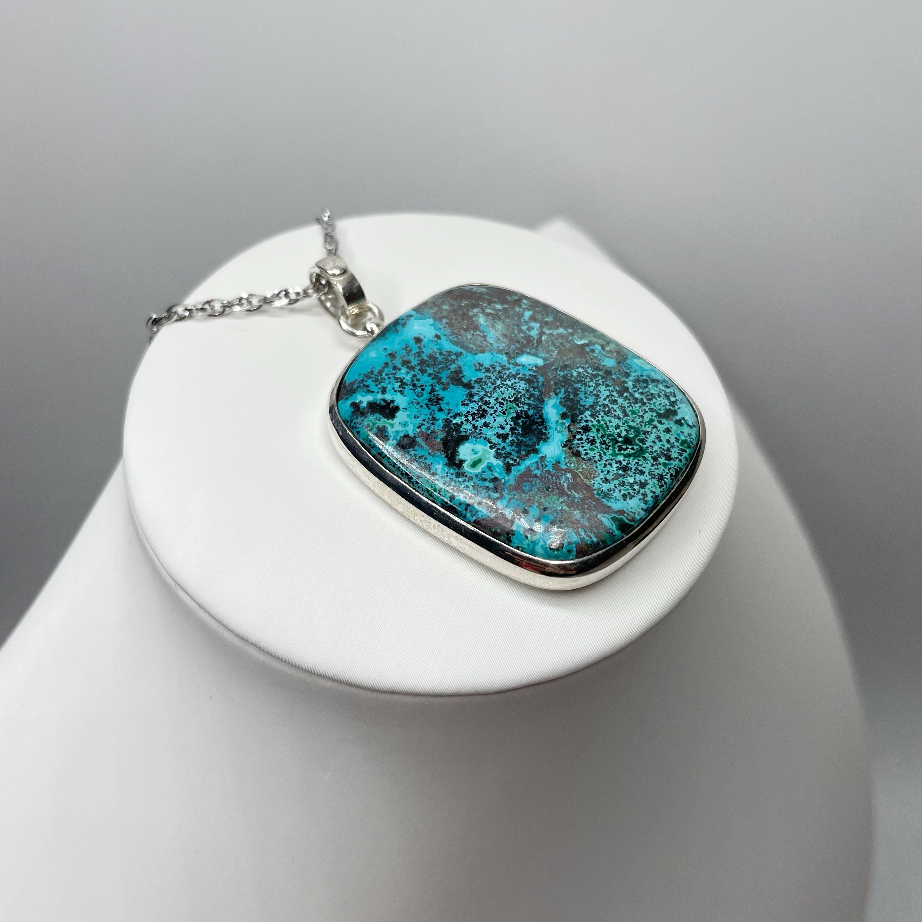 Ciondolo Crisocolla con Albero della Vita - Argento 925