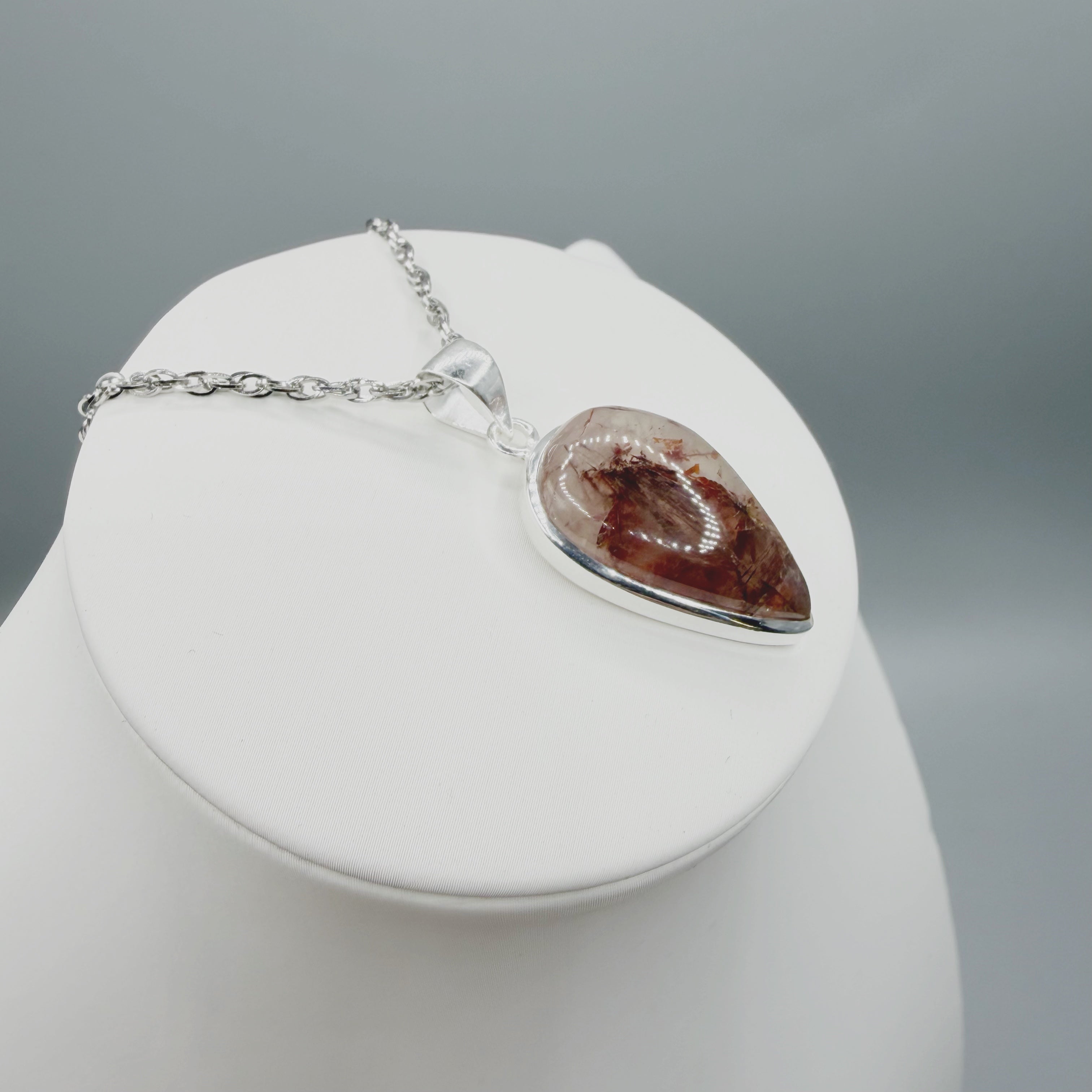 Ciondolo Quarzo Rutilato Rosa - Argento 925