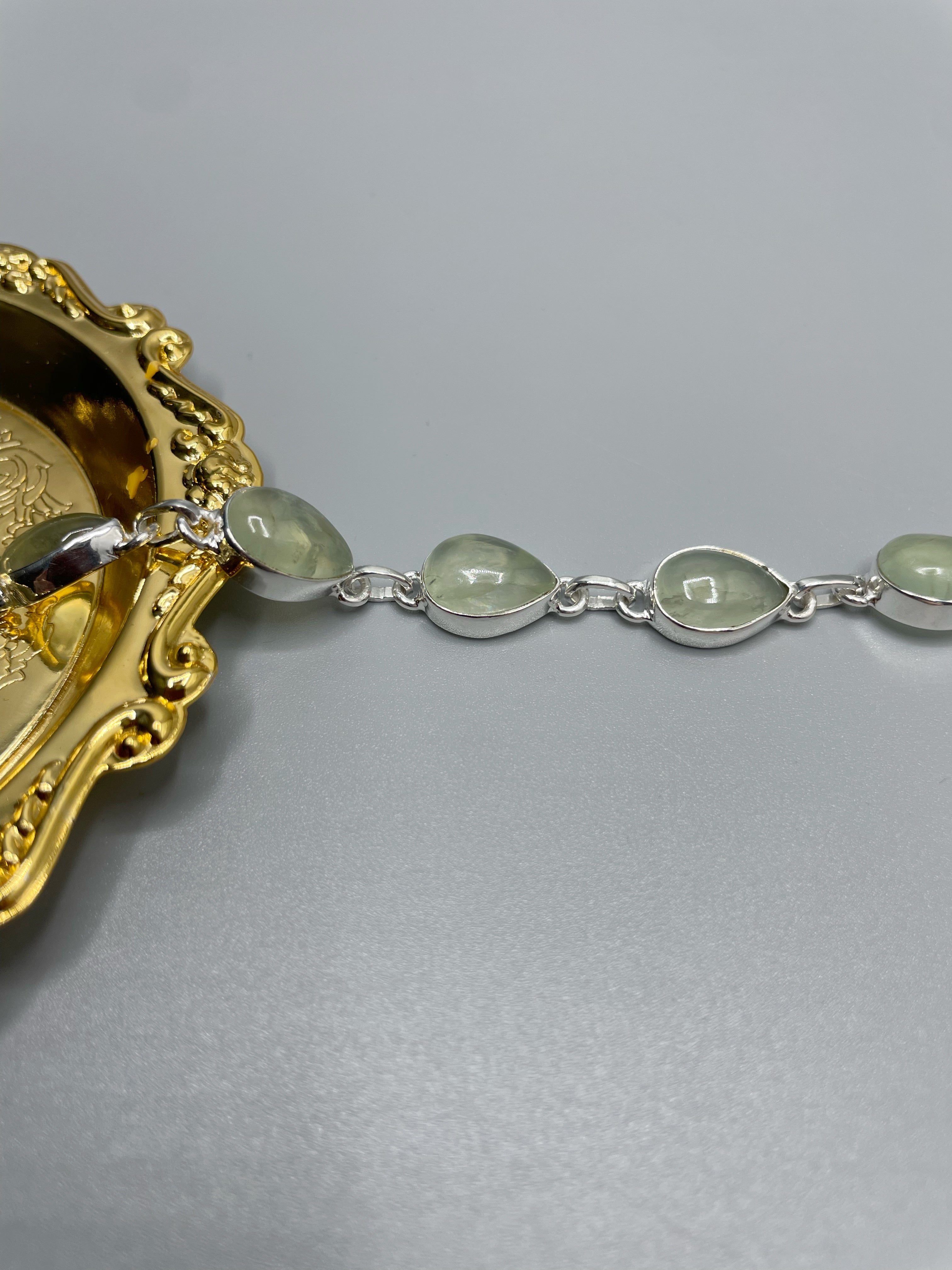 Bracciale Prehnite e Argento 925 - a goccia