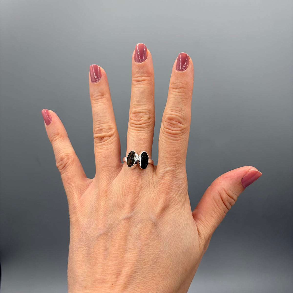 Anello Moldavite Double - Argento 925