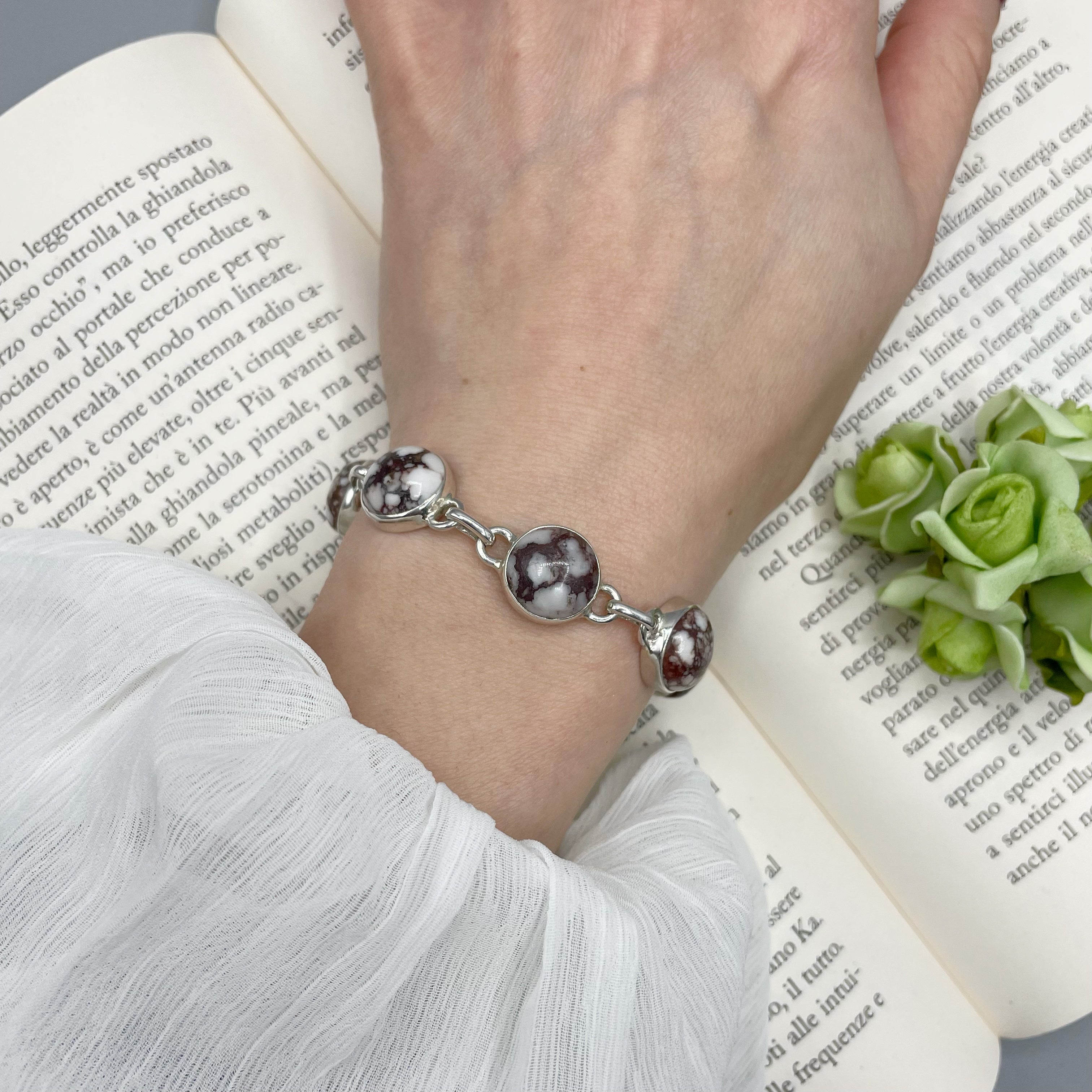 Bracciale Diaspro Cavallo Selvaggio - Argento 925 - tondo