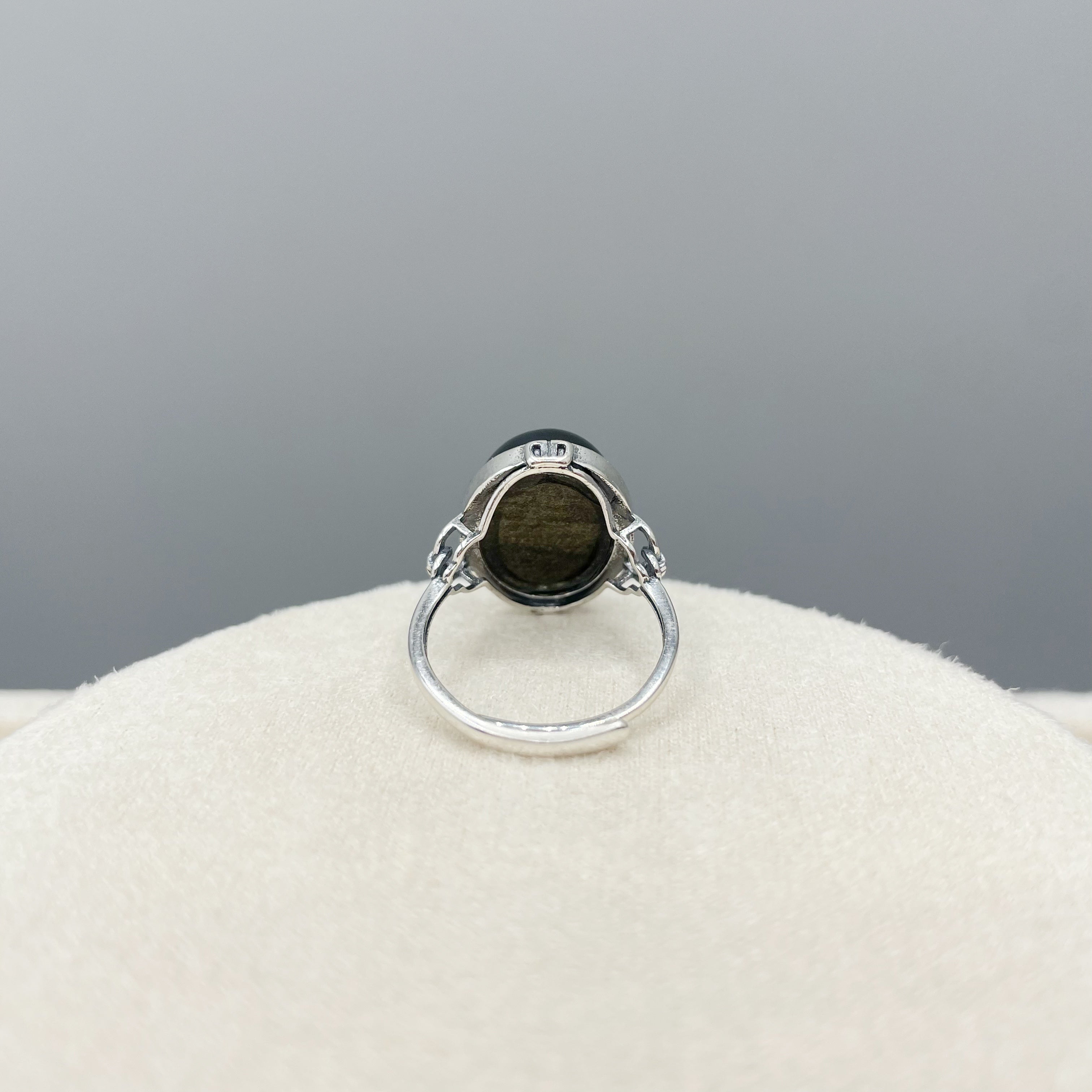 Anello Ossidiana Ovale - Argento 925