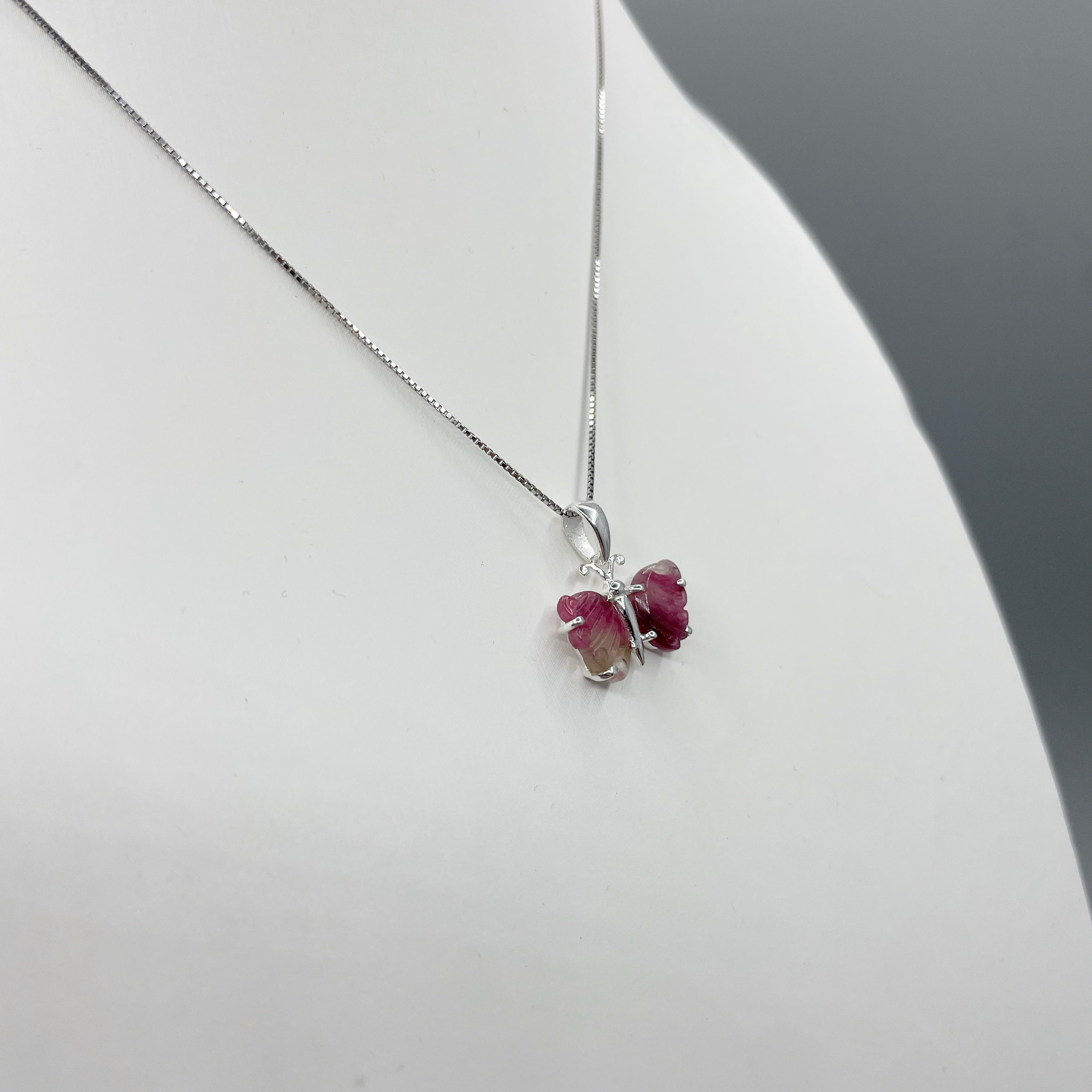 Ciondolo Farfalla Tormalina Rosa e Argento 925