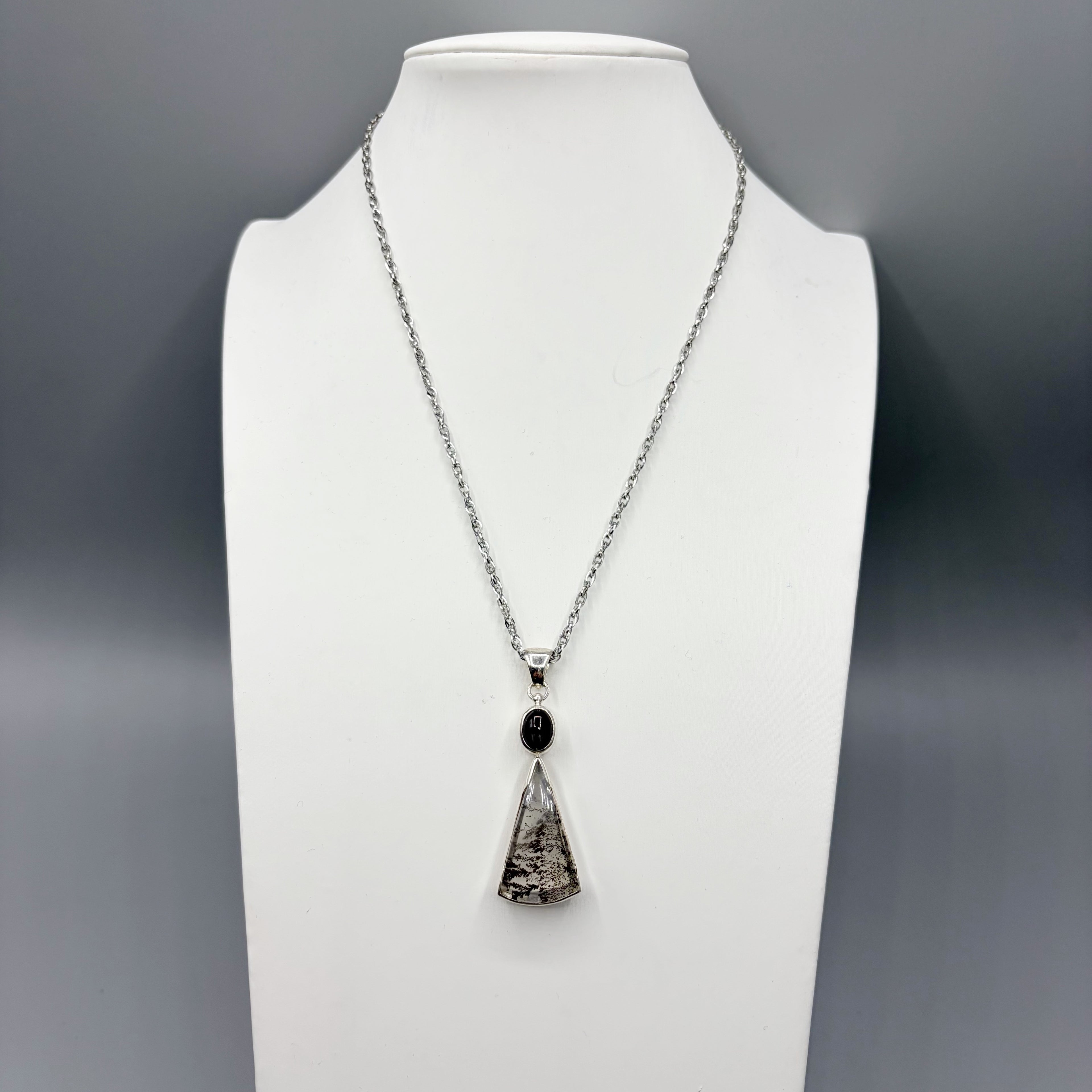Ciondolo Diopsite e Quarzo Dendritico - Argento 925