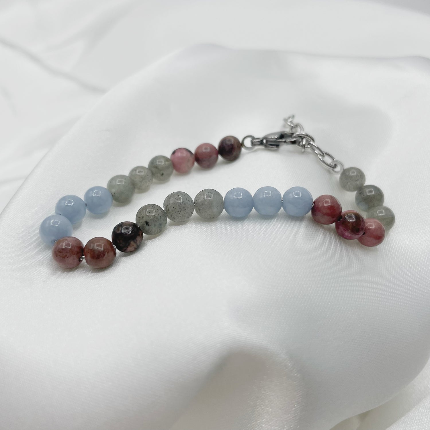 Bracciale "Se vuoi puoi" - Angelite, Labradorite, Rodonite - LIMITED EDITION