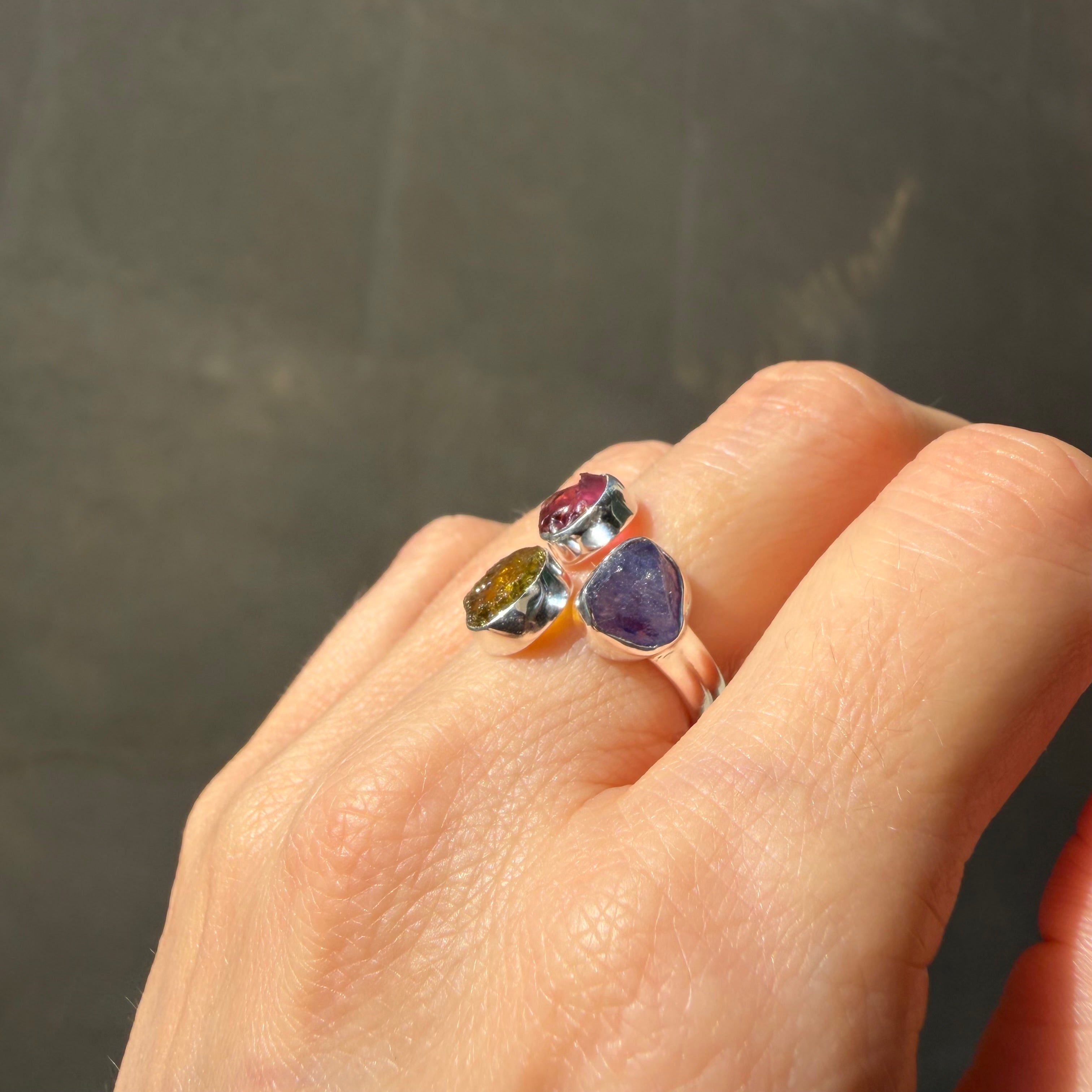 Anello Tanzanite e Tormalina Policroma - Argento 925