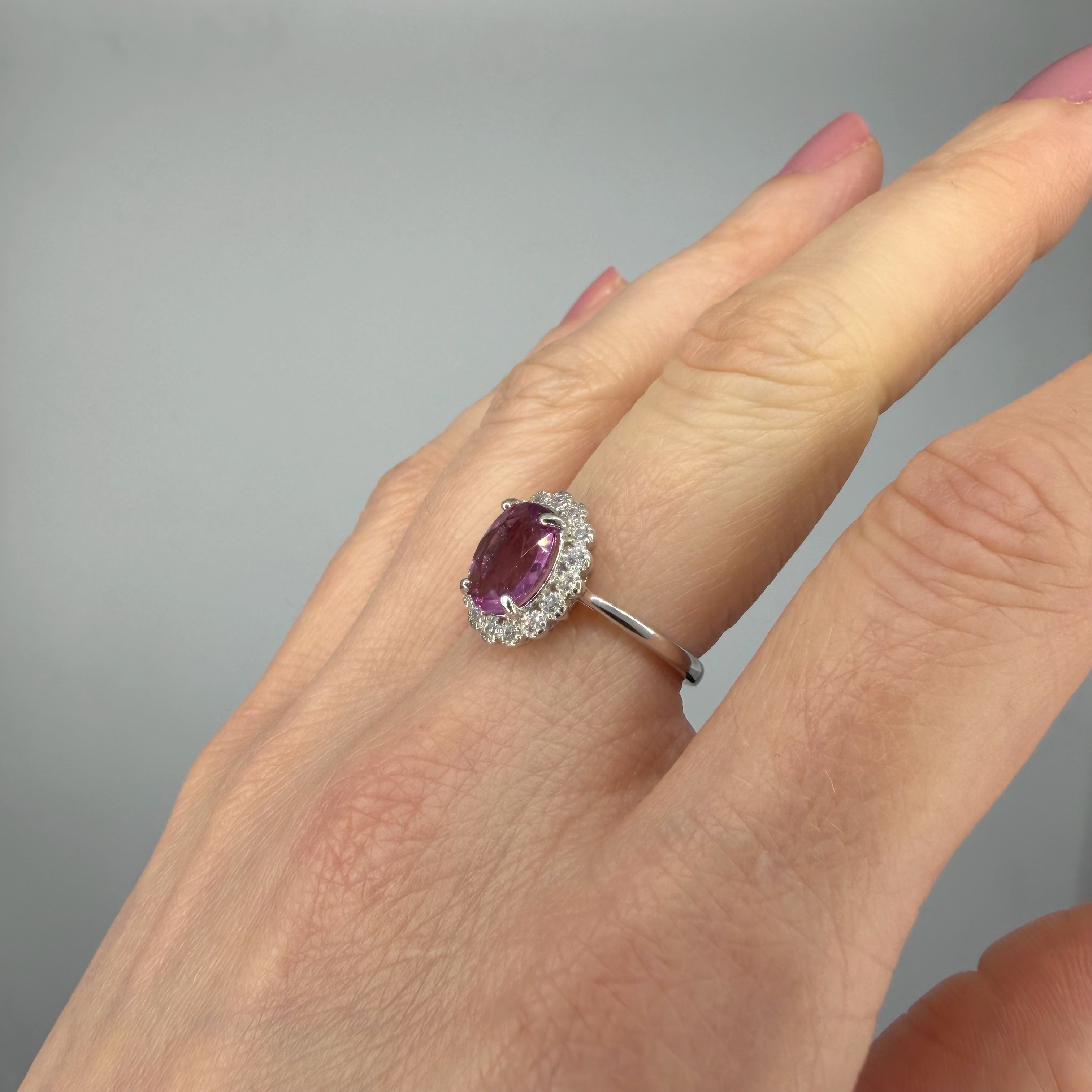 Anello Fluorite Rosa - Argento 925 - Ovale