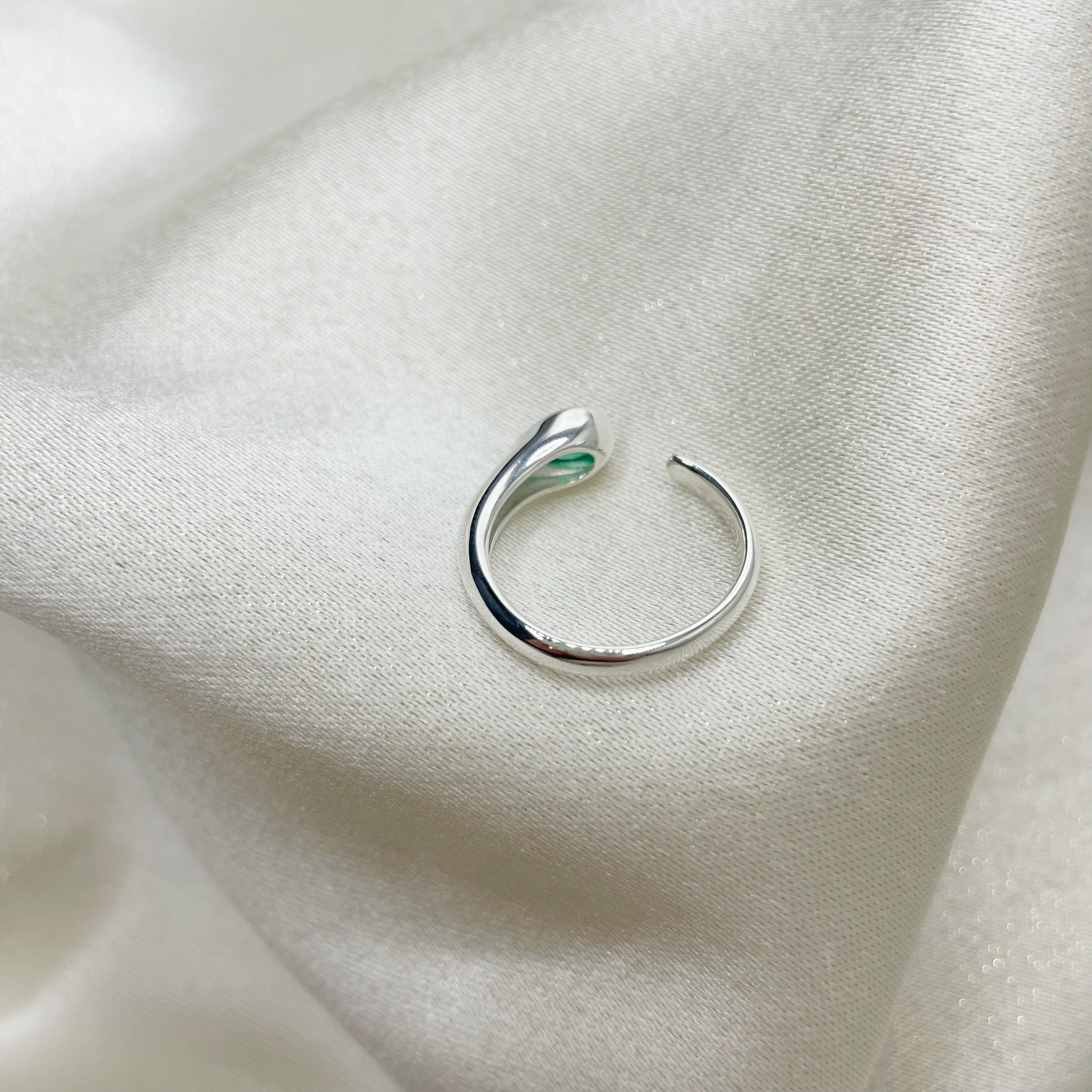Anello Onice Verde a Goccia - Argento 925