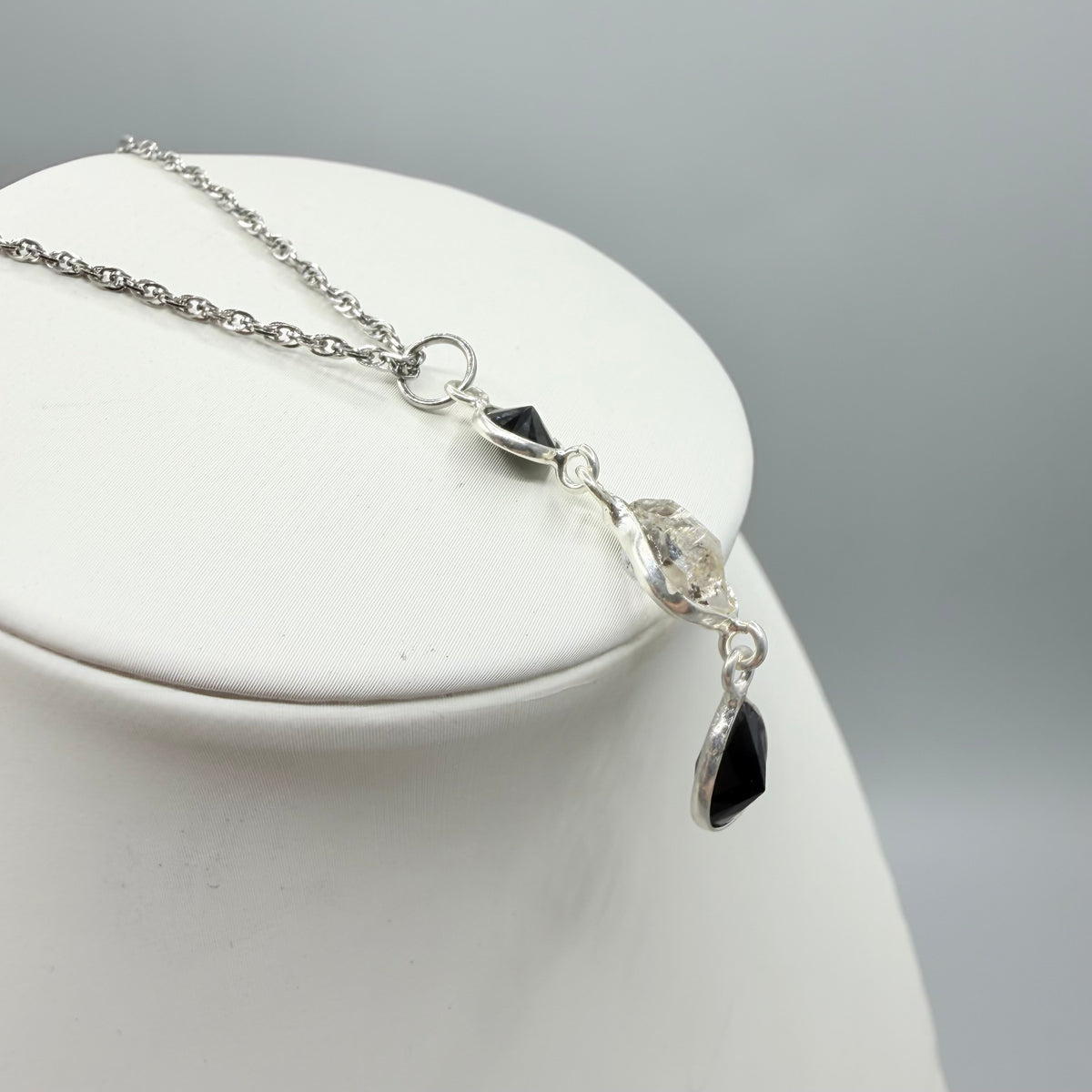 Ciondolo Tormalina, Diamante Herkimer, Ossidiana