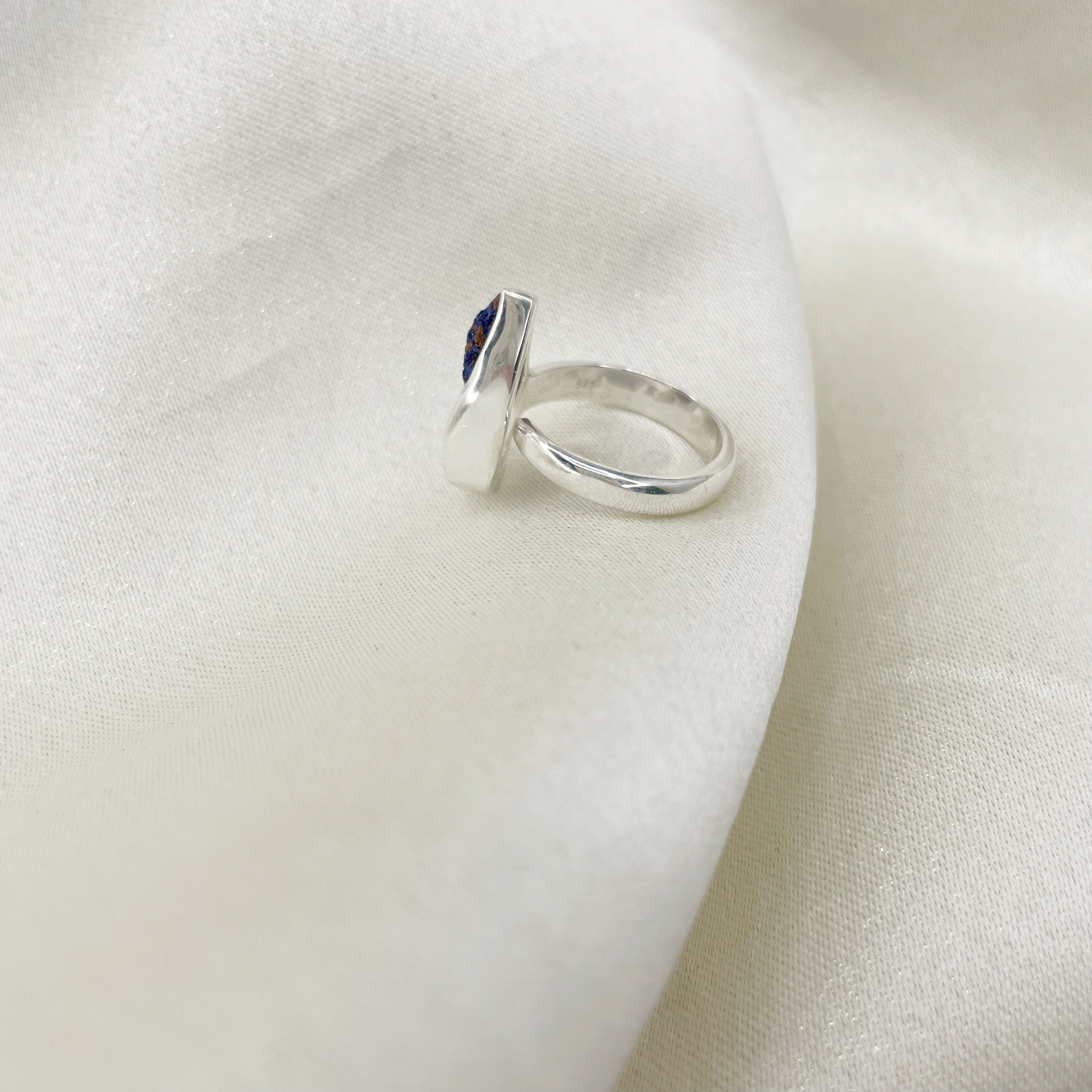 Anello Drusa di Azzurrite e Argento 925