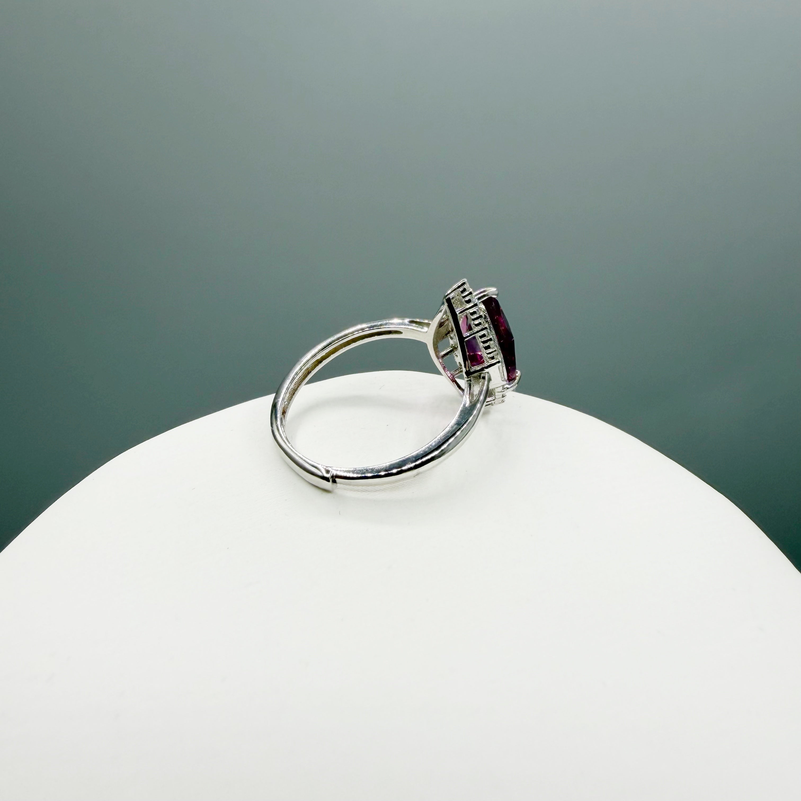 Anello Fluorite Rosa - Argento 925 - Goccia