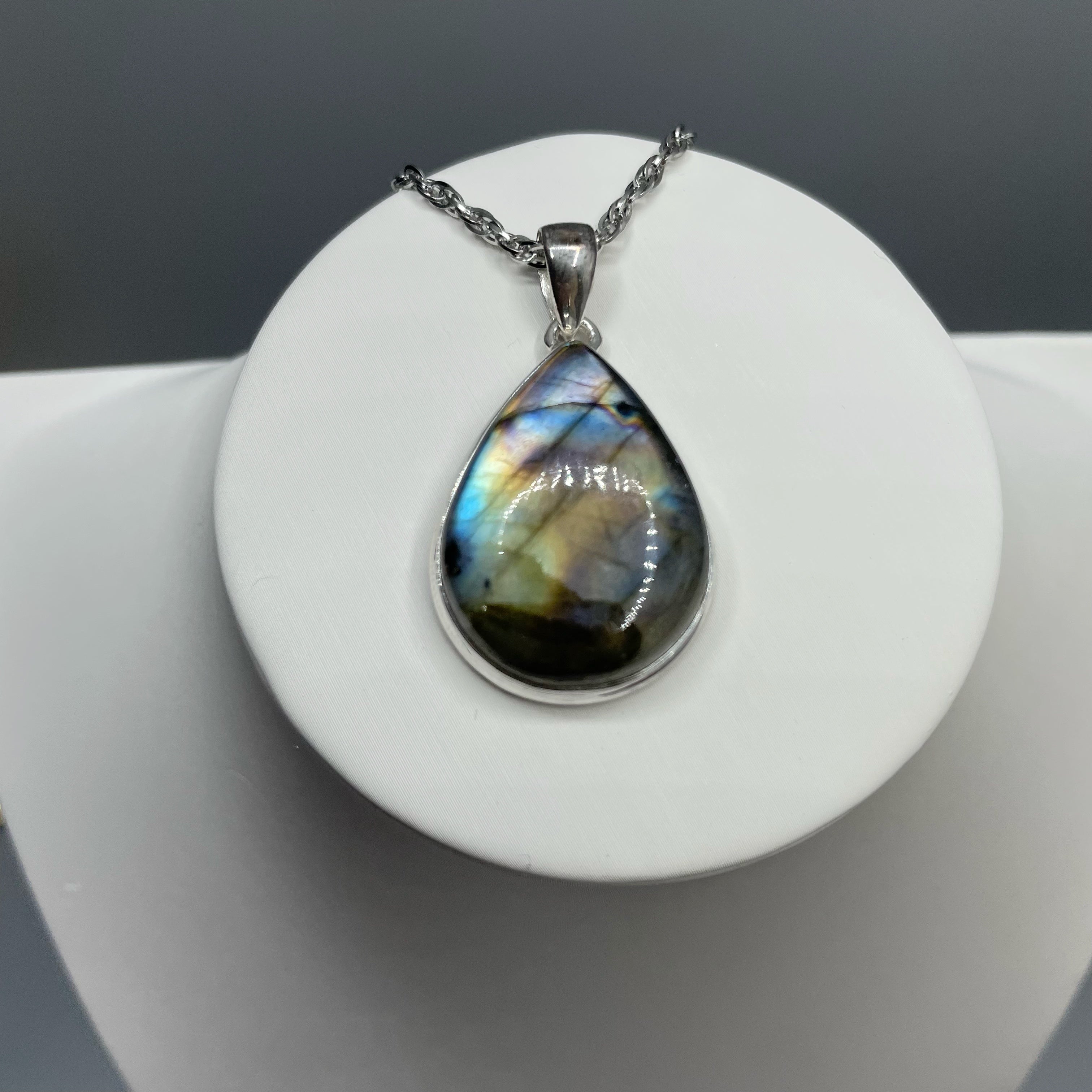 Ciondolo Labradorite a Goccia - Argento 925