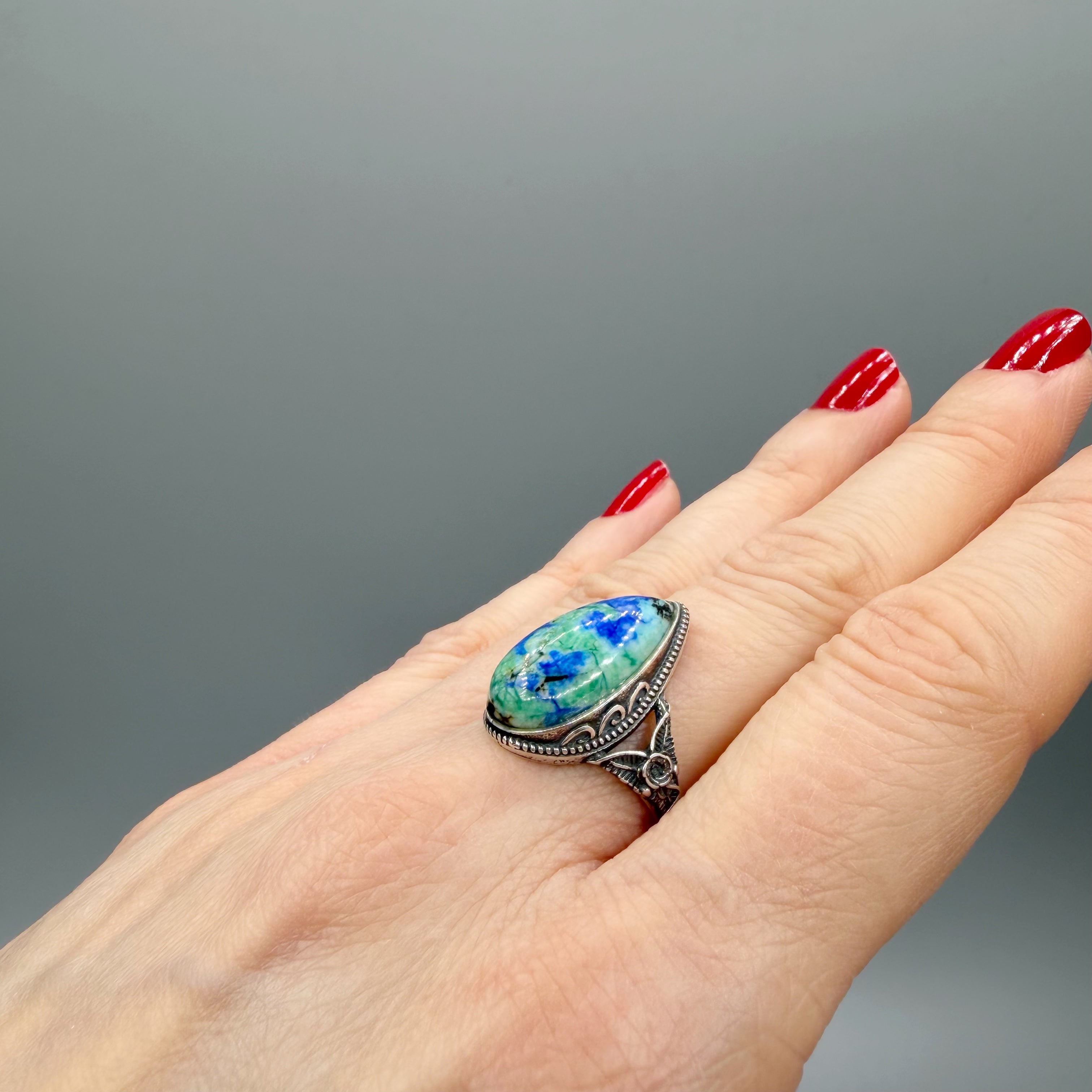 Anello Lapis e Turchese e Argento 925