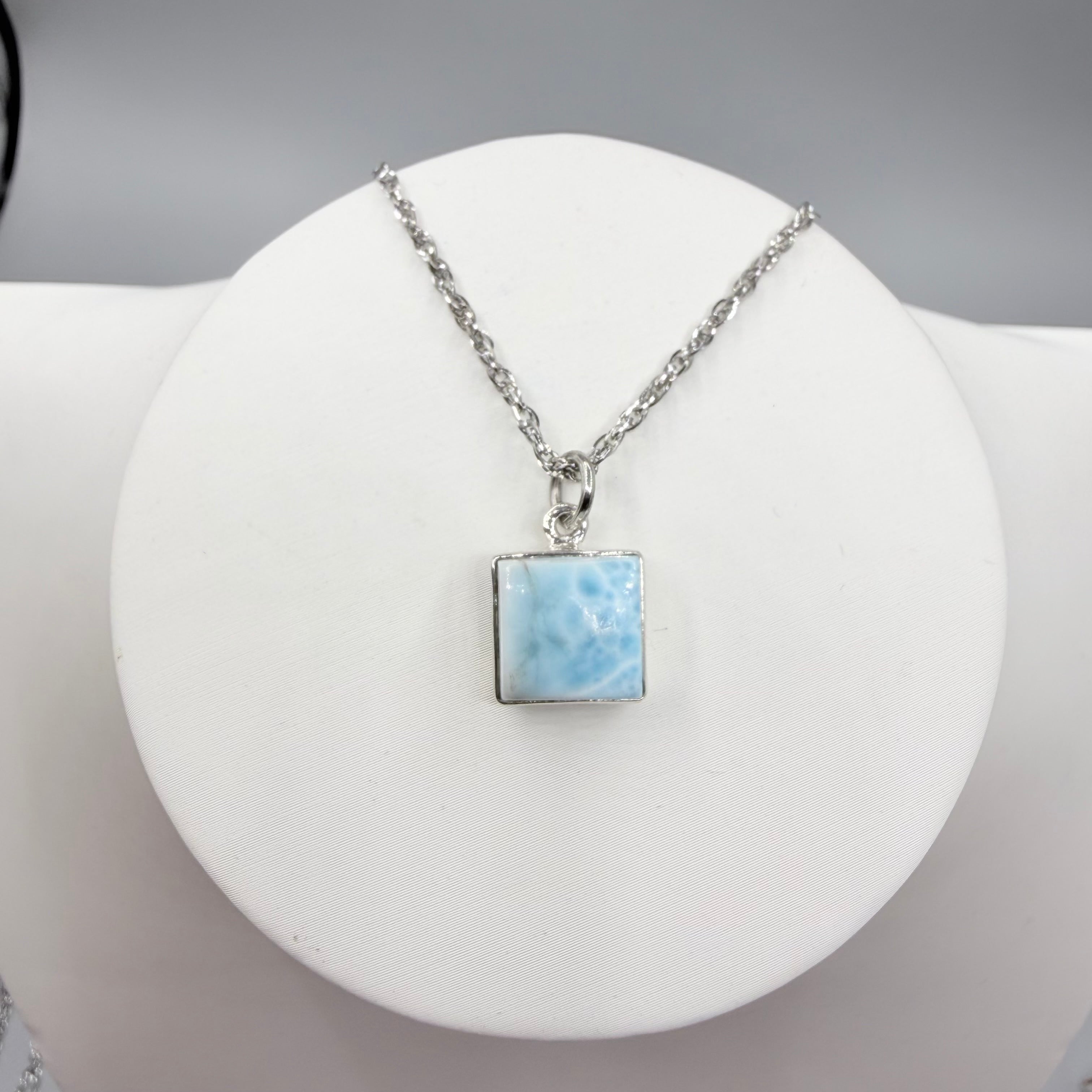 Ciondolo Larimar Argento 925 - Quadrato piccolo