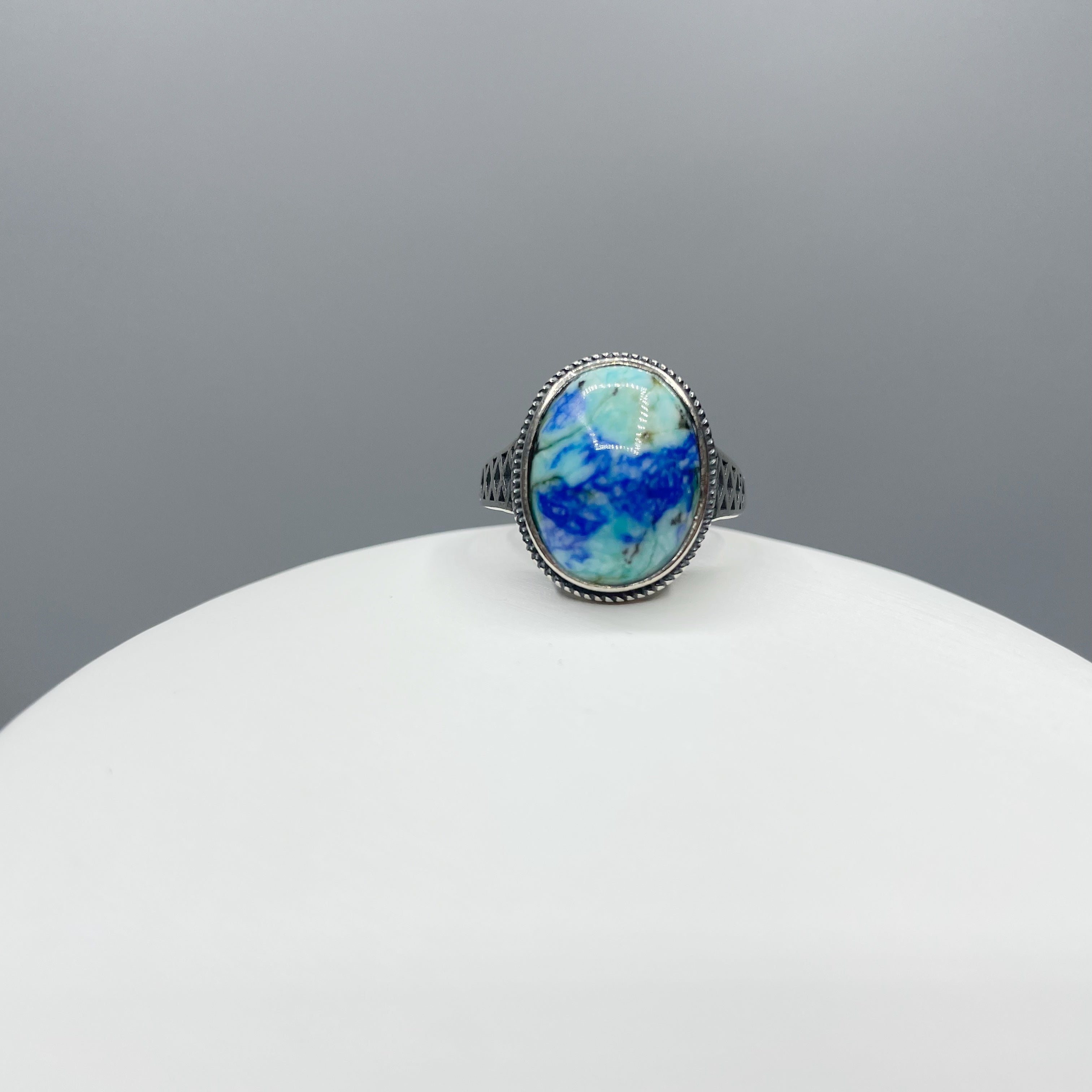 Anello Turchese Naturale e Lapislazzuli - Argento 925