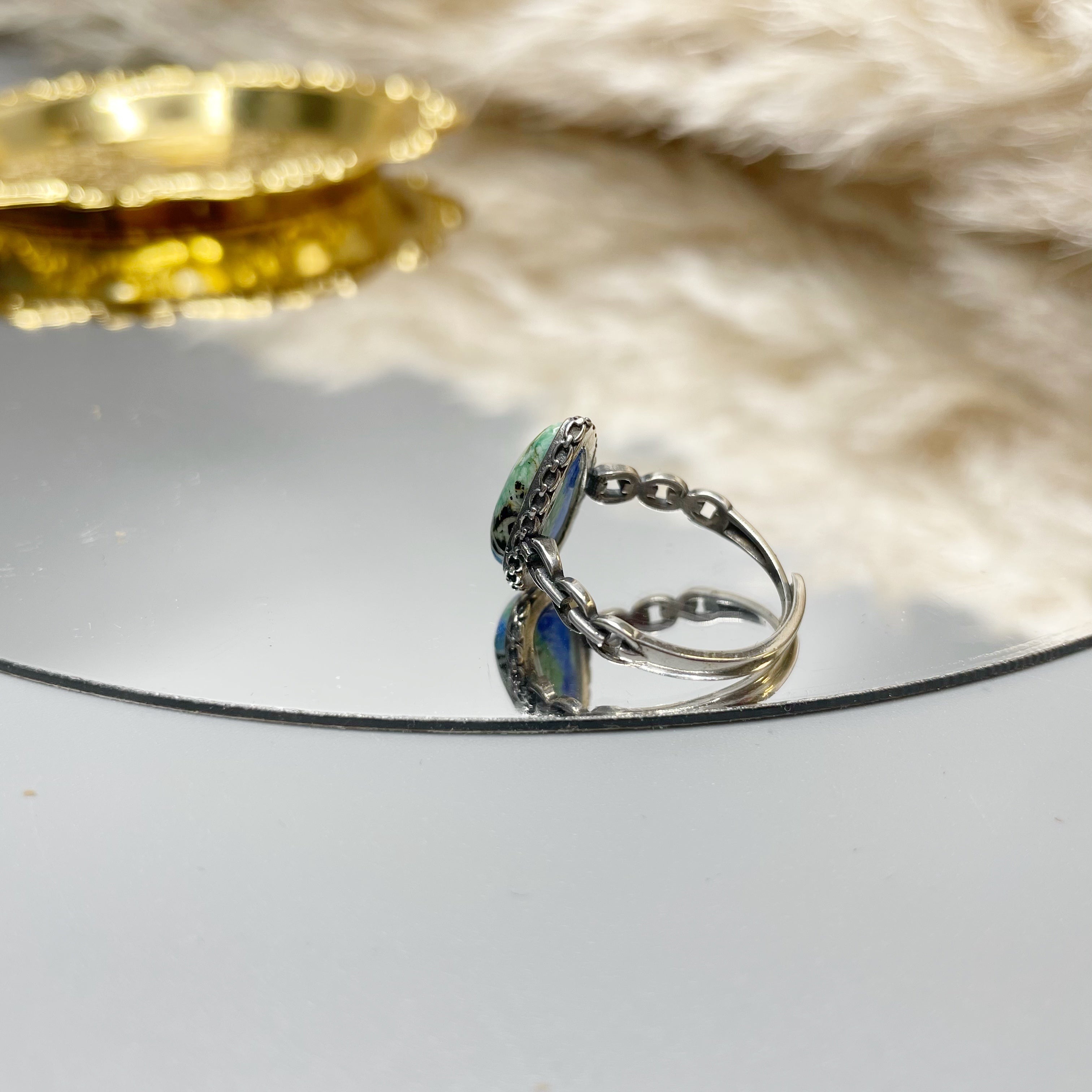 Anello Turchese Naturale e Lapislazzuli - Argento 925