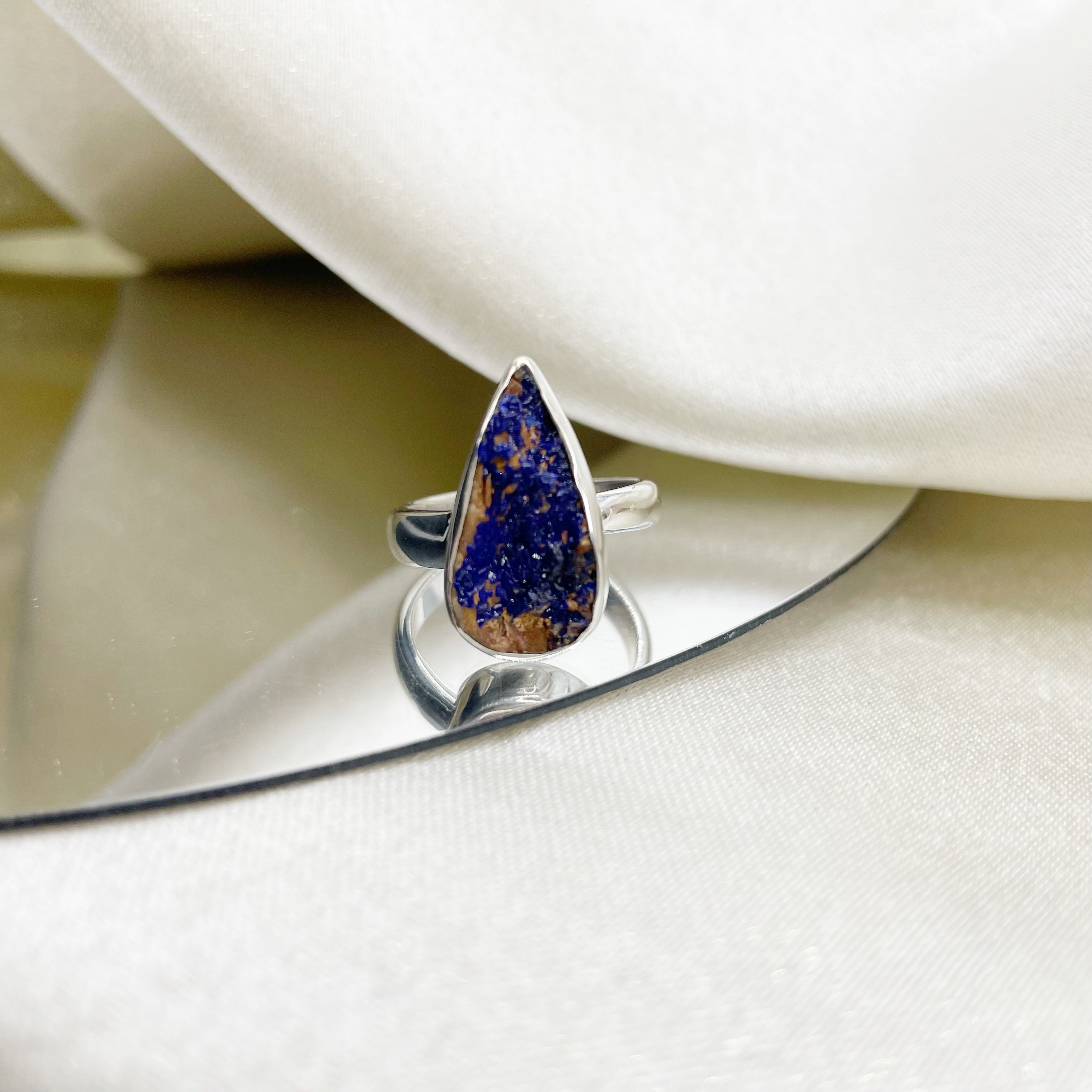 Anello Drusa di Azzurrite e Argento 925