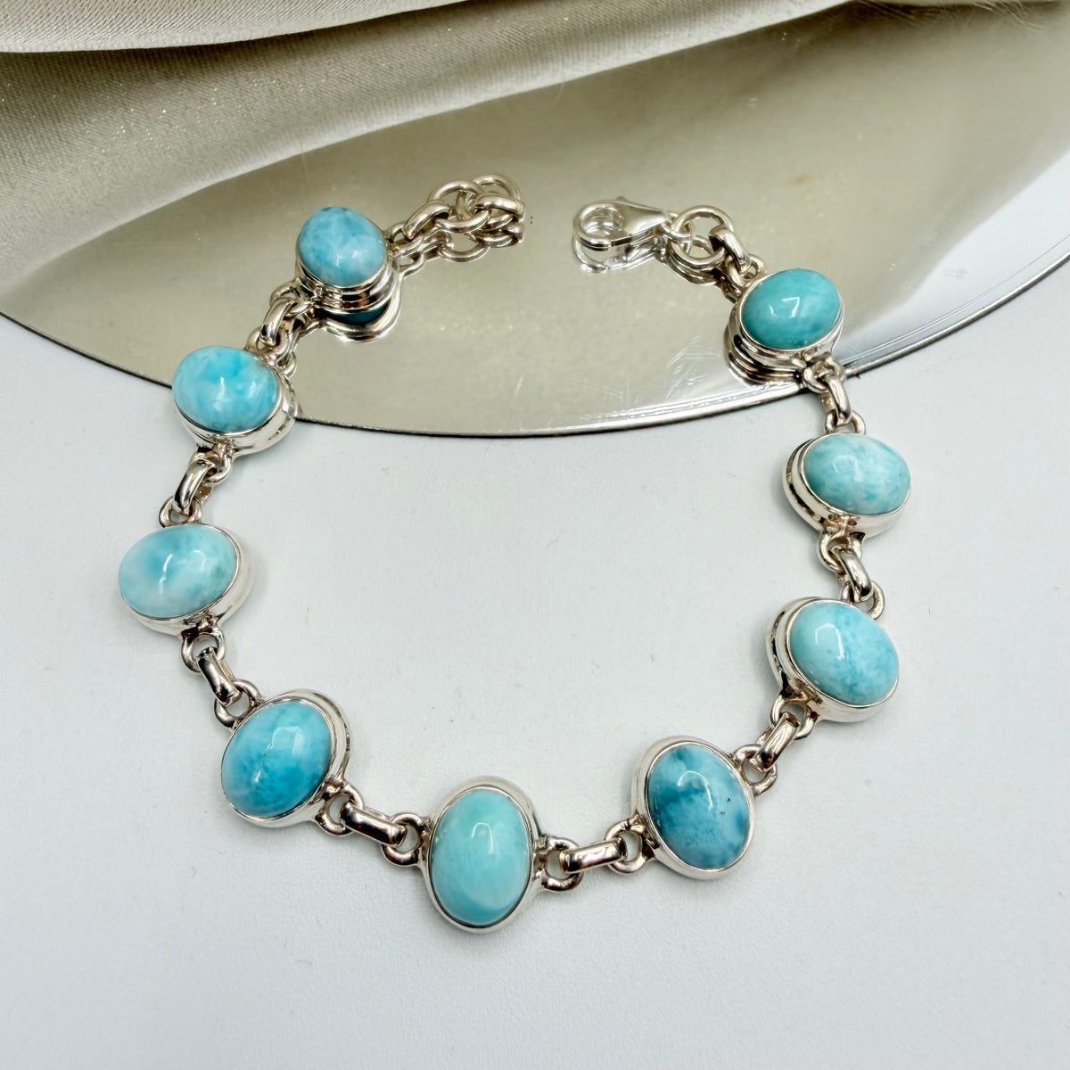 Bracciale Larimar e Argento 925 - Ovale