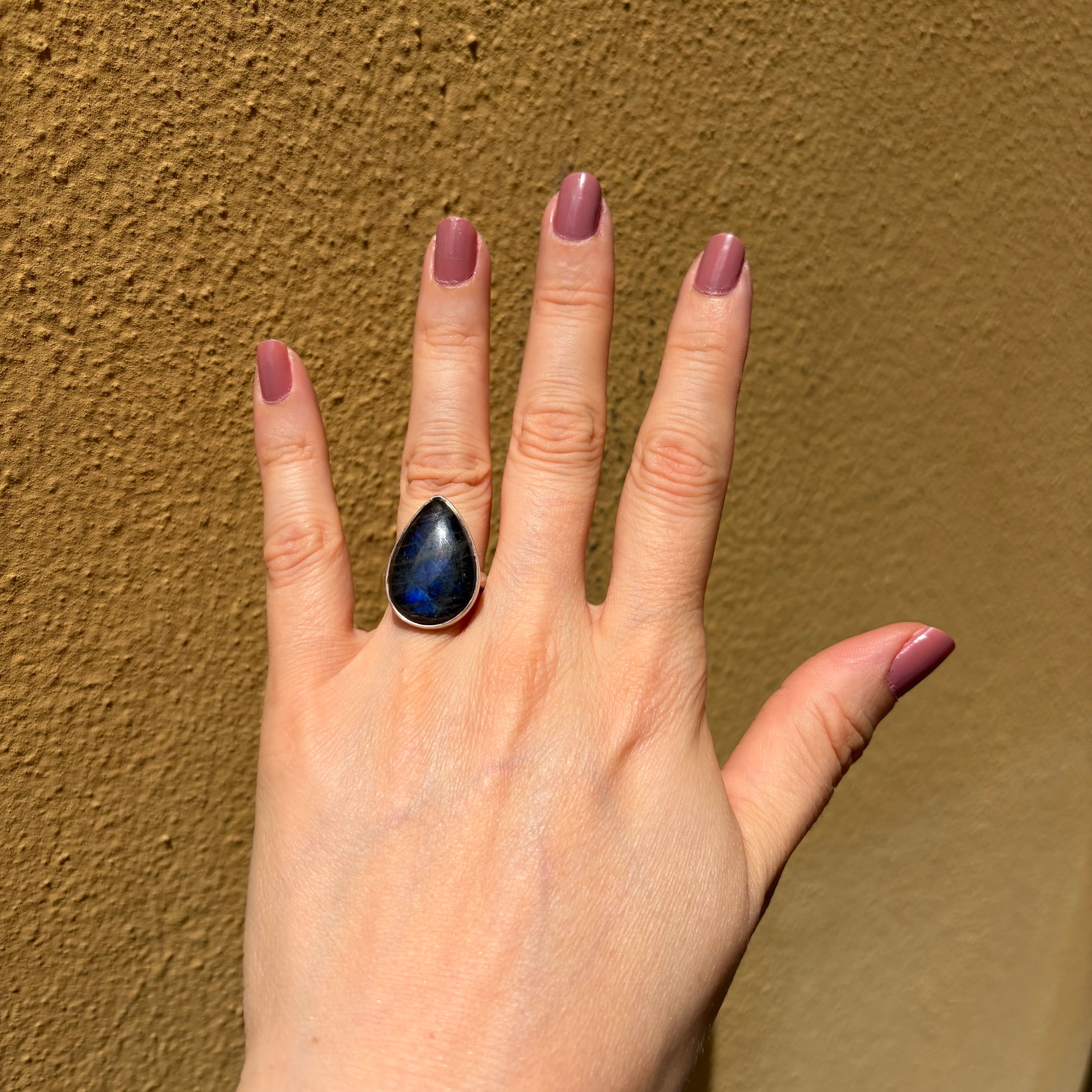 Anello Labradorite a Goccia - Argento 925