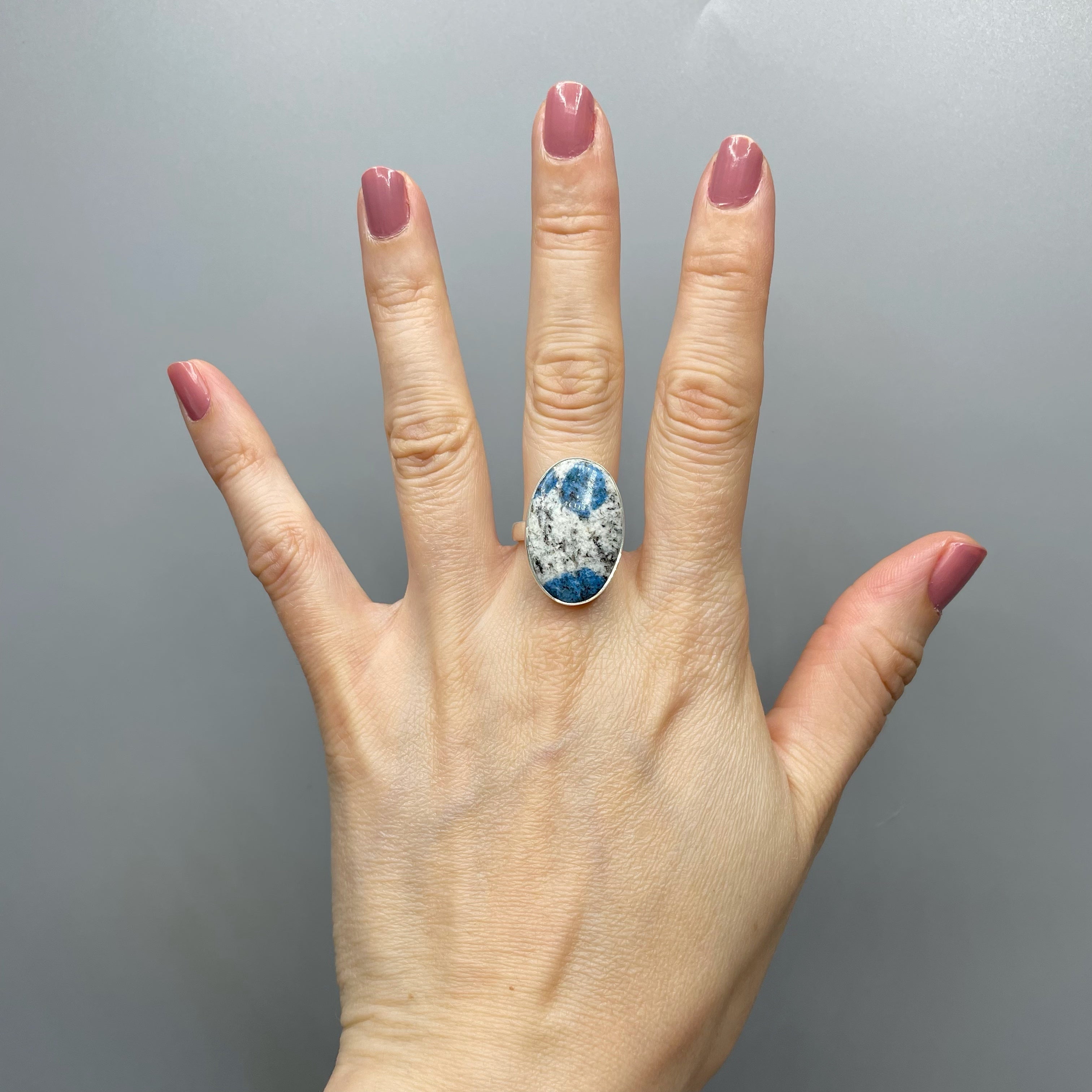 Anello Azzurrite in Granito (K2) e Argento 925