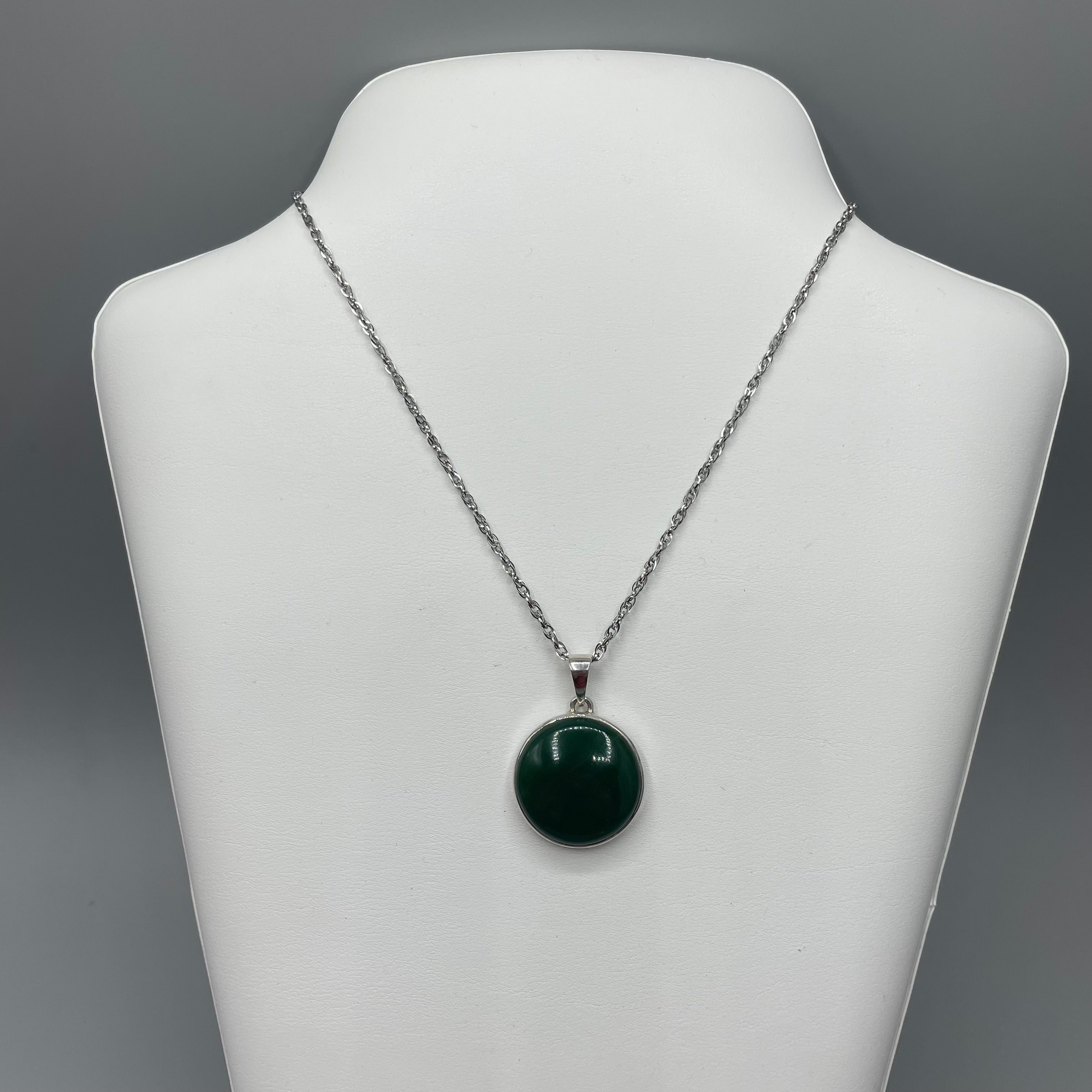 Ciondolo Giada Nefrite Tondo - Argento 925