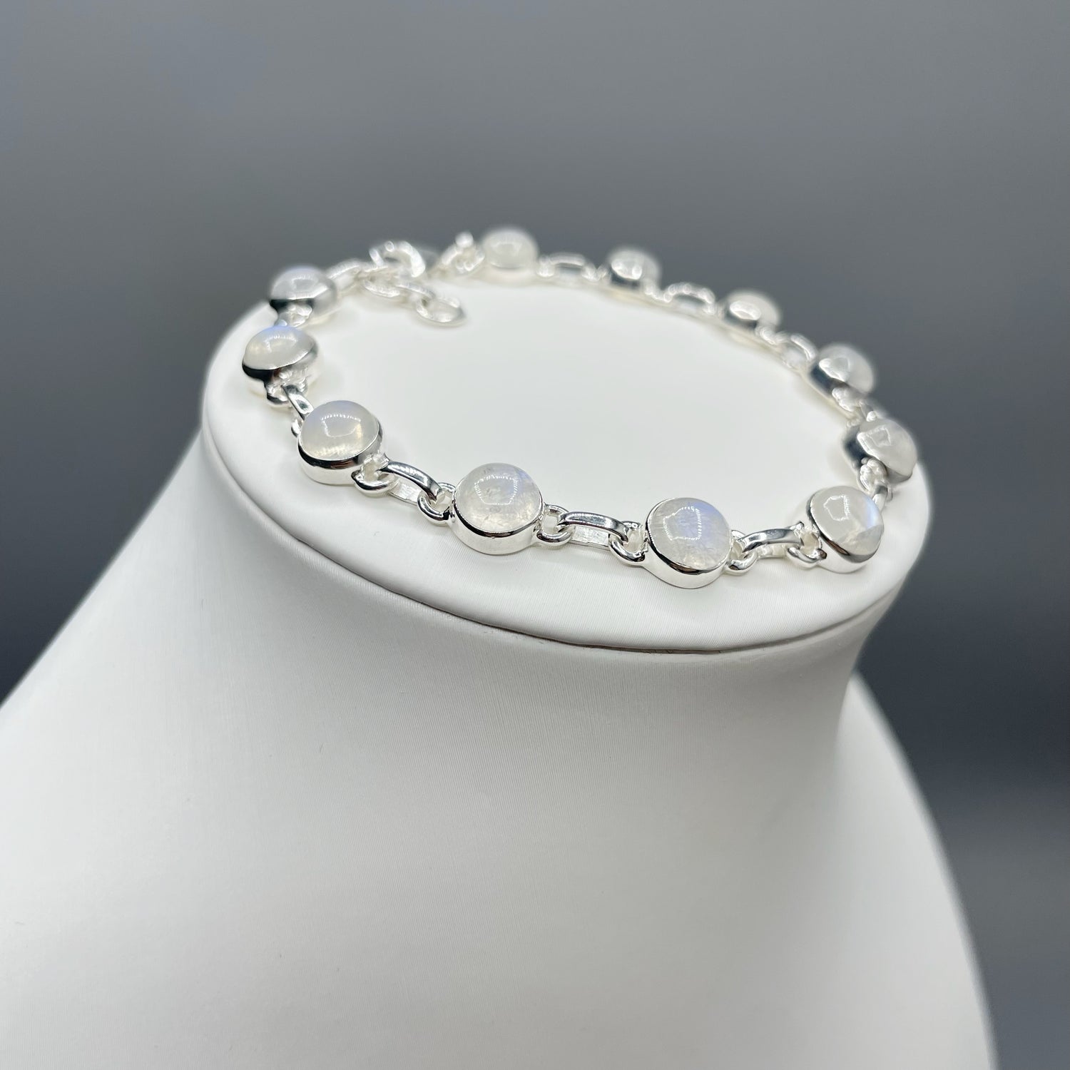 Bracciale Labradorite Bianca e Argento 925 - tondo